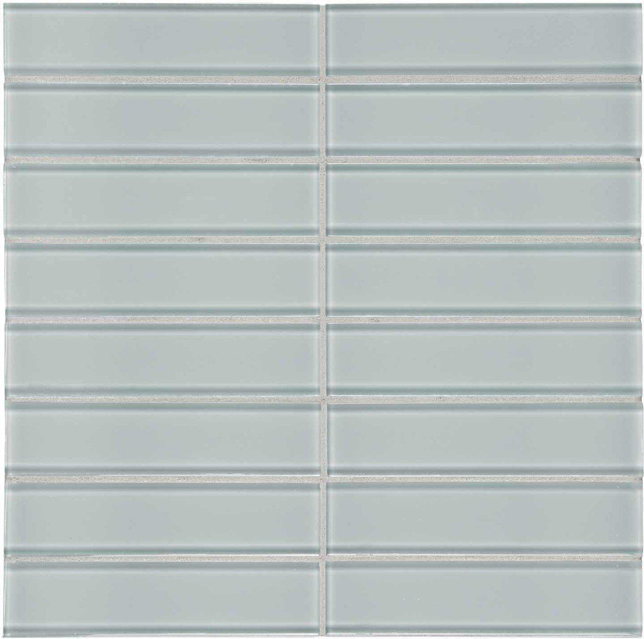 Stacked Tender Gray Glass Mosaic Tile 1.5