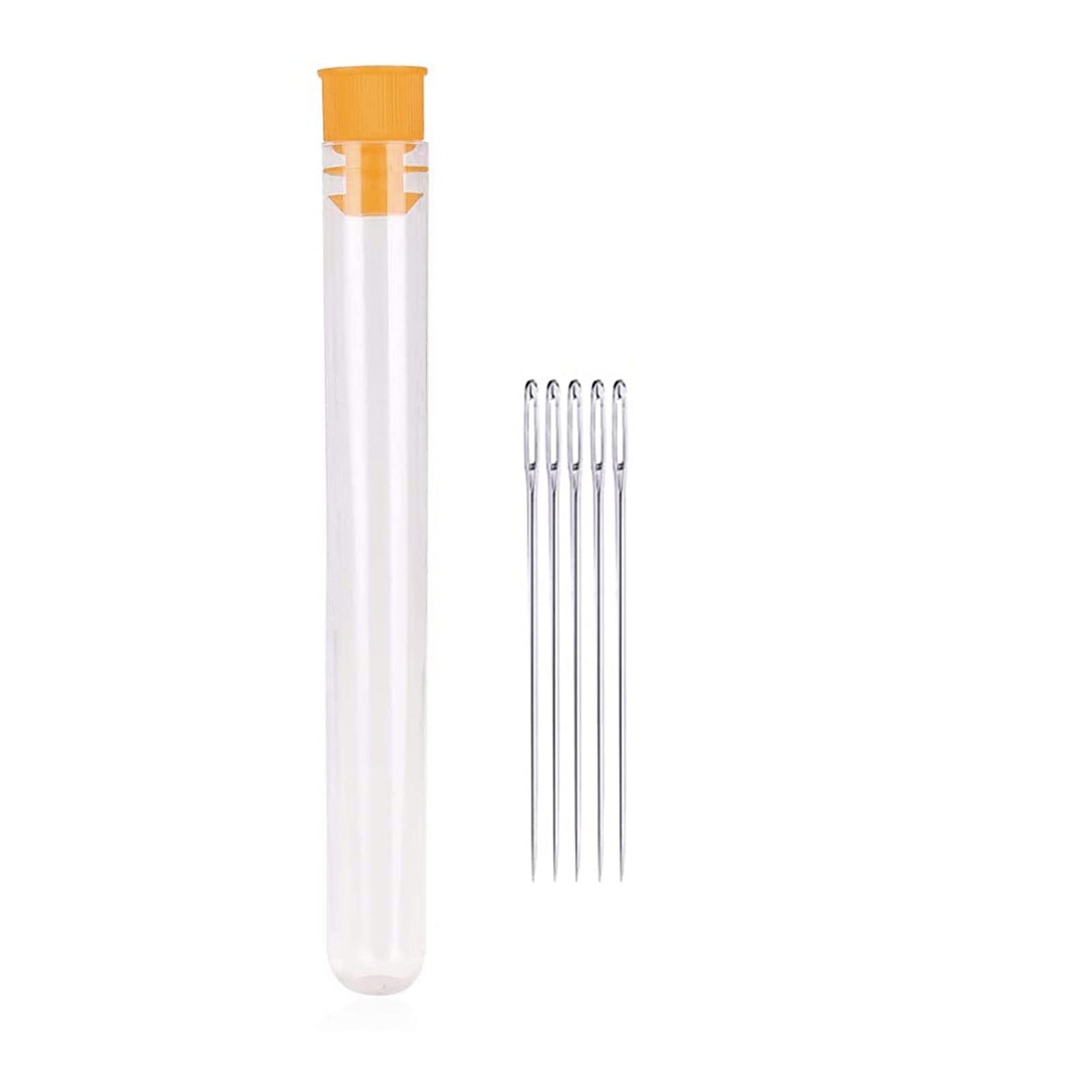 Large Eye Hand Sewing Needles for Crafting & Stitching - 50-Pack with Clear Storage Tube - Perfect for Quilting, Embroidery & DIY Fabric Projects