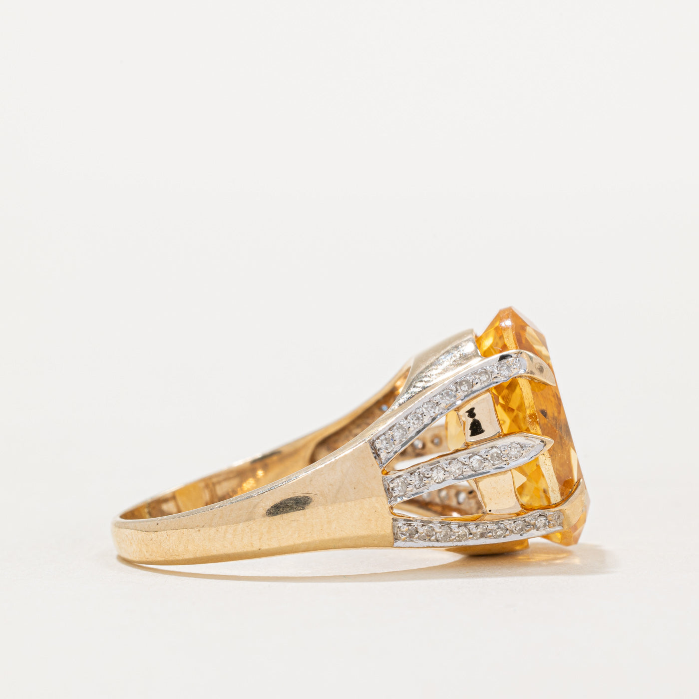 7.20ct Citrine & 0.23ct Diamond Cocktail Ring - Size 10.5 | Elegant Statement Jewelry for Evening Parties & Special Occasions
