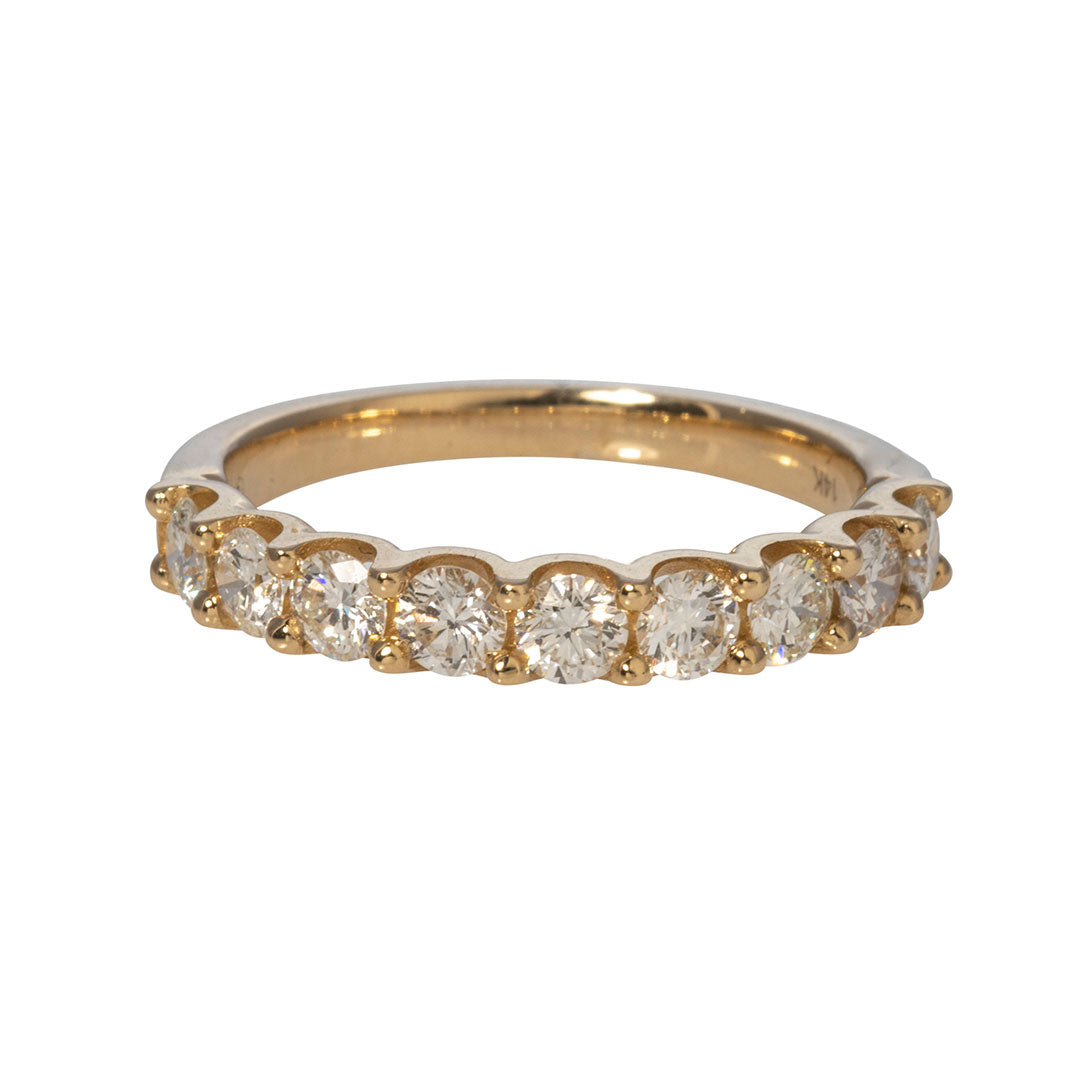 0.50ctw Round Diamond 9-Stone 14K Yellow Gold Wedding Band Ring for Women - Perfect for Engagement, Anniversary & Bridal Jewelry Gifts