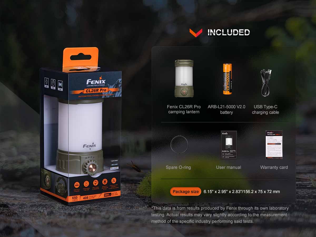Fenix CL26R PRO Rechargeable Camping Lantern - 400 Lumens, USB-C, IP66 Waterproof, Perfect for Outdoor Adventures, Hiking, Emergency & Power Outages