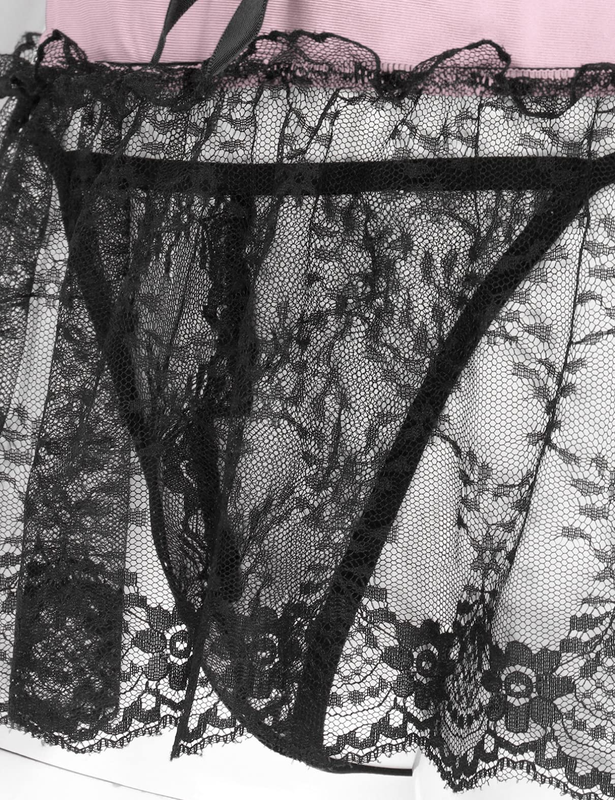 Sexy Lace Trim Lingerie Set for Men - Mini Bra & G-String with Micro Skirt | Crossdressing Outfit for Roleplay, Cosplay & Special Occasions
