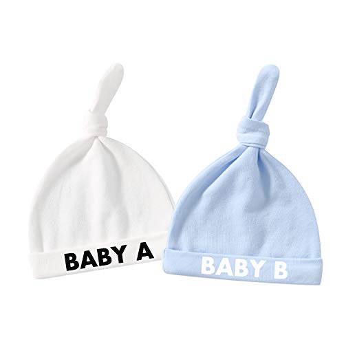 White Blue Baby Hat
