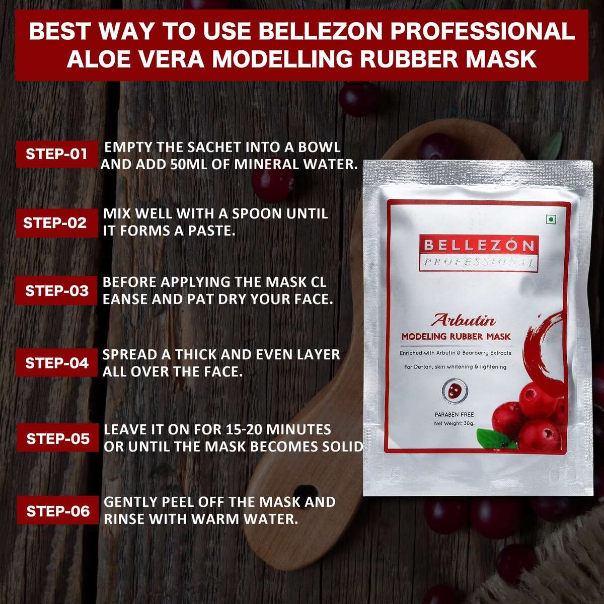Bellezon Professional Arbutin & Chocolate Modeling Rubber Mask - Pack of 2 | Skin Whitening & Brightening Face Mask with Arbutin & Bearberry Extracts | Hydrating & Nourishing for All Skin Types | Perfect for Spa Day & Self-Care Routine