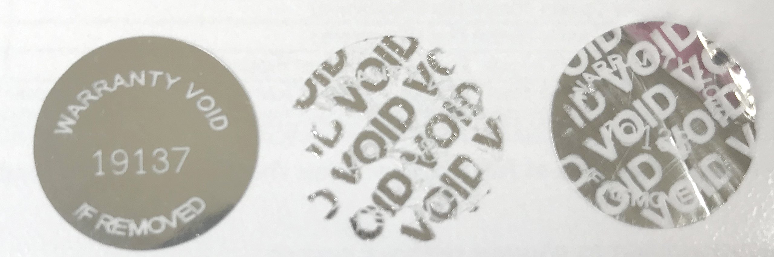 1000 High Security Tamper Evident Warranty Labels - Metallic Silver Round Stickers with Unique Laser Sequential Serial Numbers (0.625