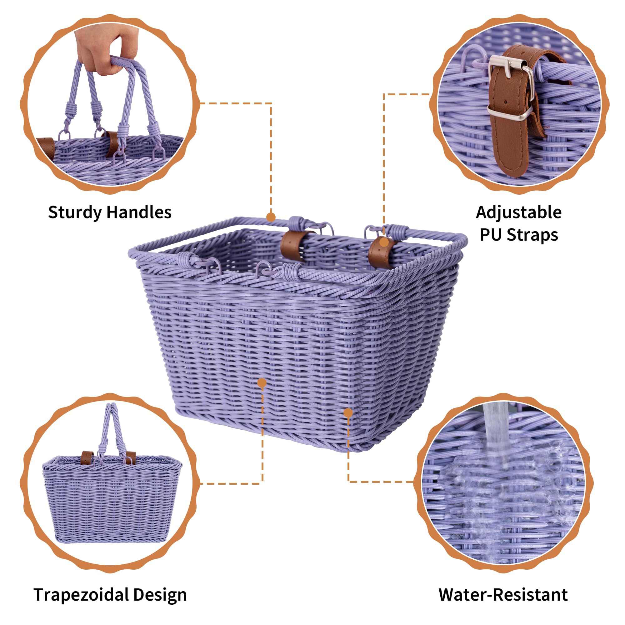 GRANNY SAYS Kids Bike Basket - Front Wicker Bicycle Basket for Boys & Girls, 9.75