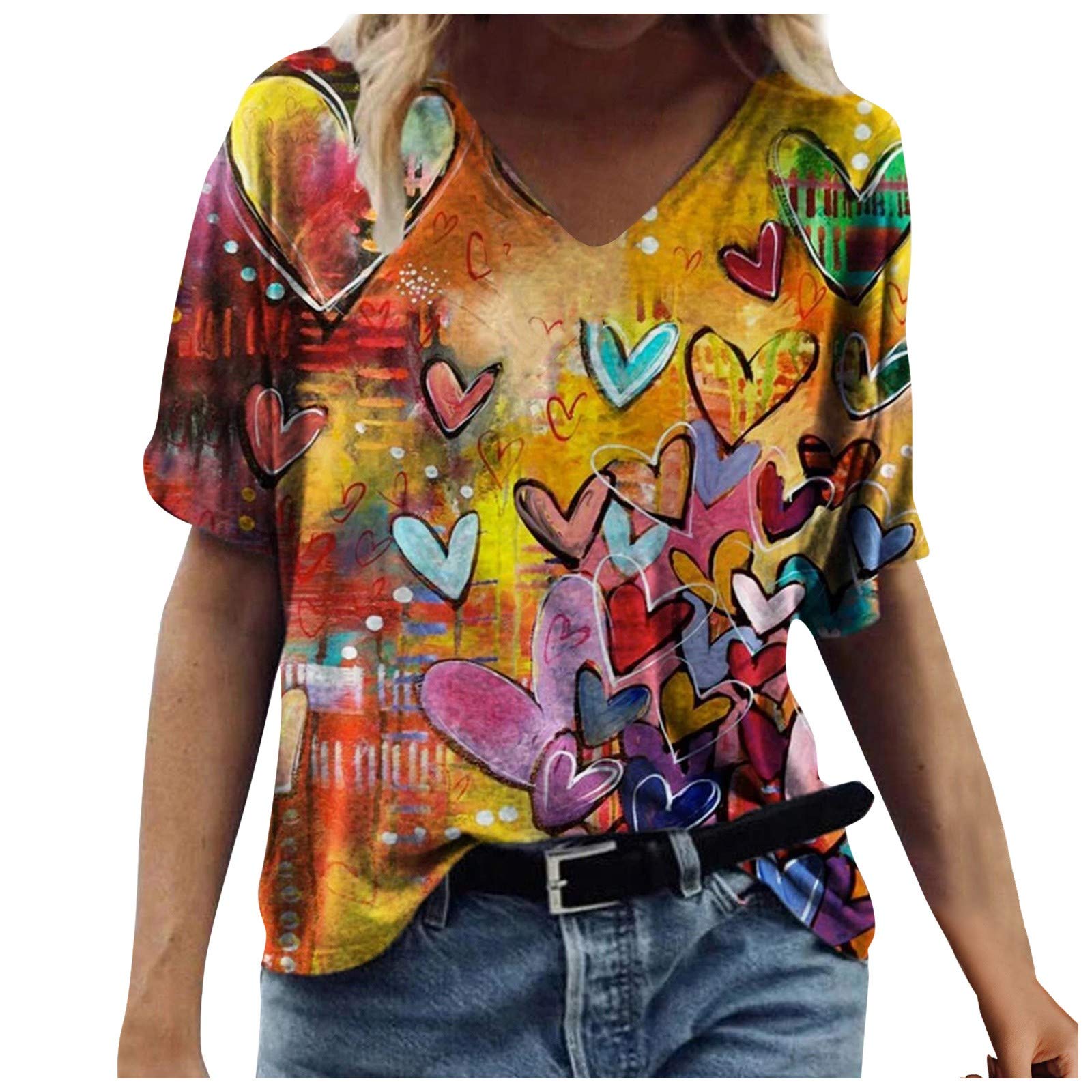 Trendy Women's Summer Printed Short Sleeve T-Shirt - Casual Crew Neck Blouse for Everyday Wear, Outings & Beach Vacations