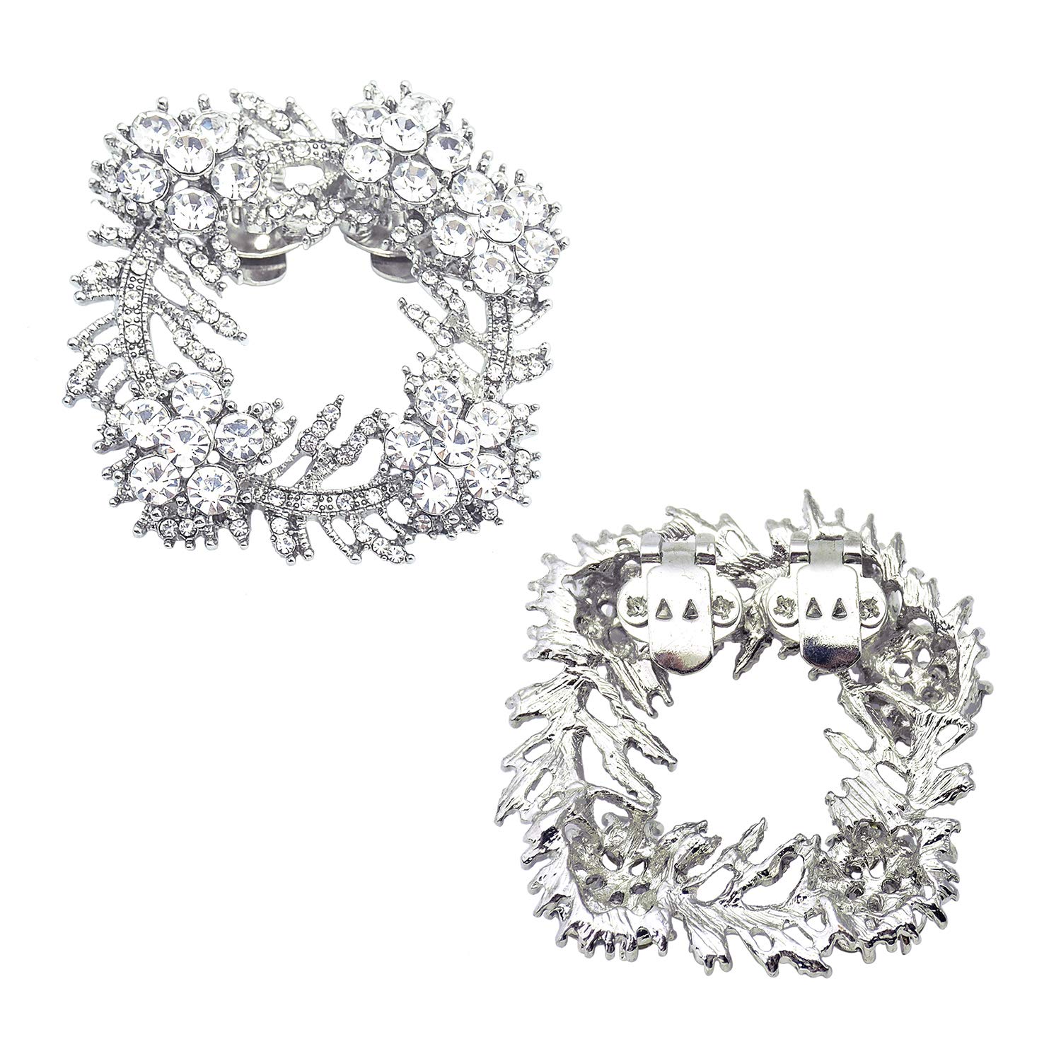 Elegantpark Pearl Shoe Clips - Rhinestone Flower Decor for Wedding & Party Pumps