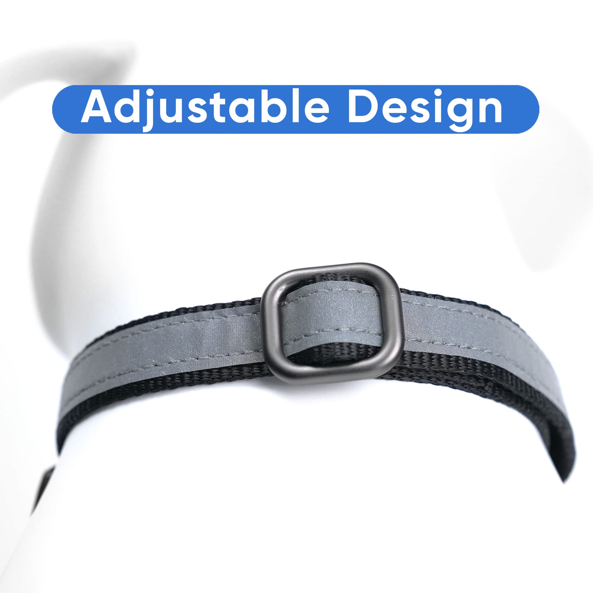 Custom Embroidered Reflective Martingale Dog Collar with Personalized Name & Phone Number - Adjustable Puppy Collar for Small Medium Large Dogs - Perfect for Night Walks, Training & Safety (Black)