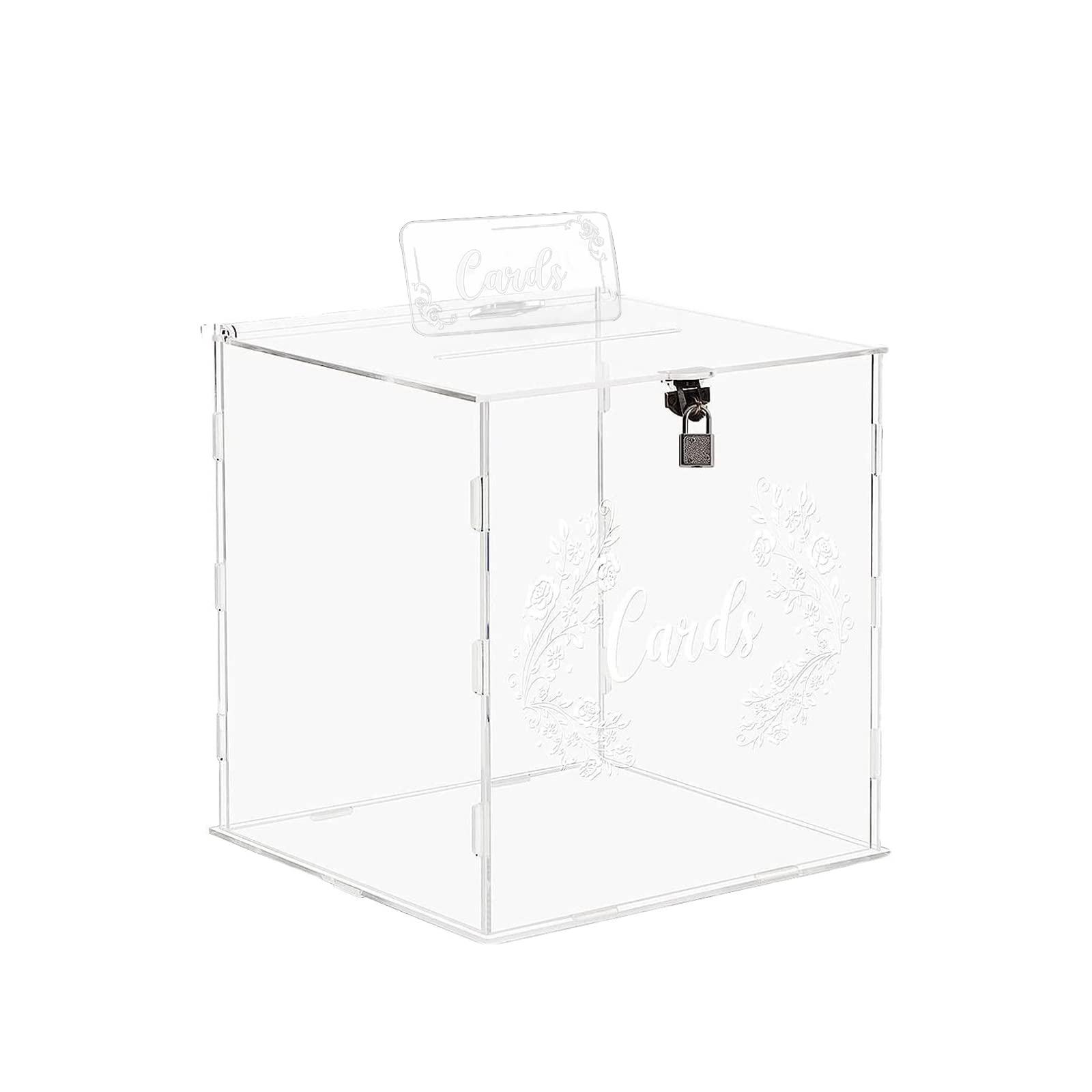 Shalwinn Large Clear Acrylic Wedding Card Box with Lock & Sign - Secure Money Gift Holder for Wedding Reception, Anniversary, Bridal Shower & Birthday Decorations | Perfect for Guest Card Collection at Events
