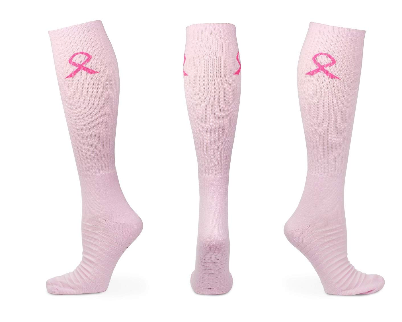 Pink Ribbon Breast Cancer Awareness Youth Football Socks - 2 Pairs for Athletes & Sports Enthusiasts - Perfect for Football Games, Fundraisers & Cancer Awareness Events