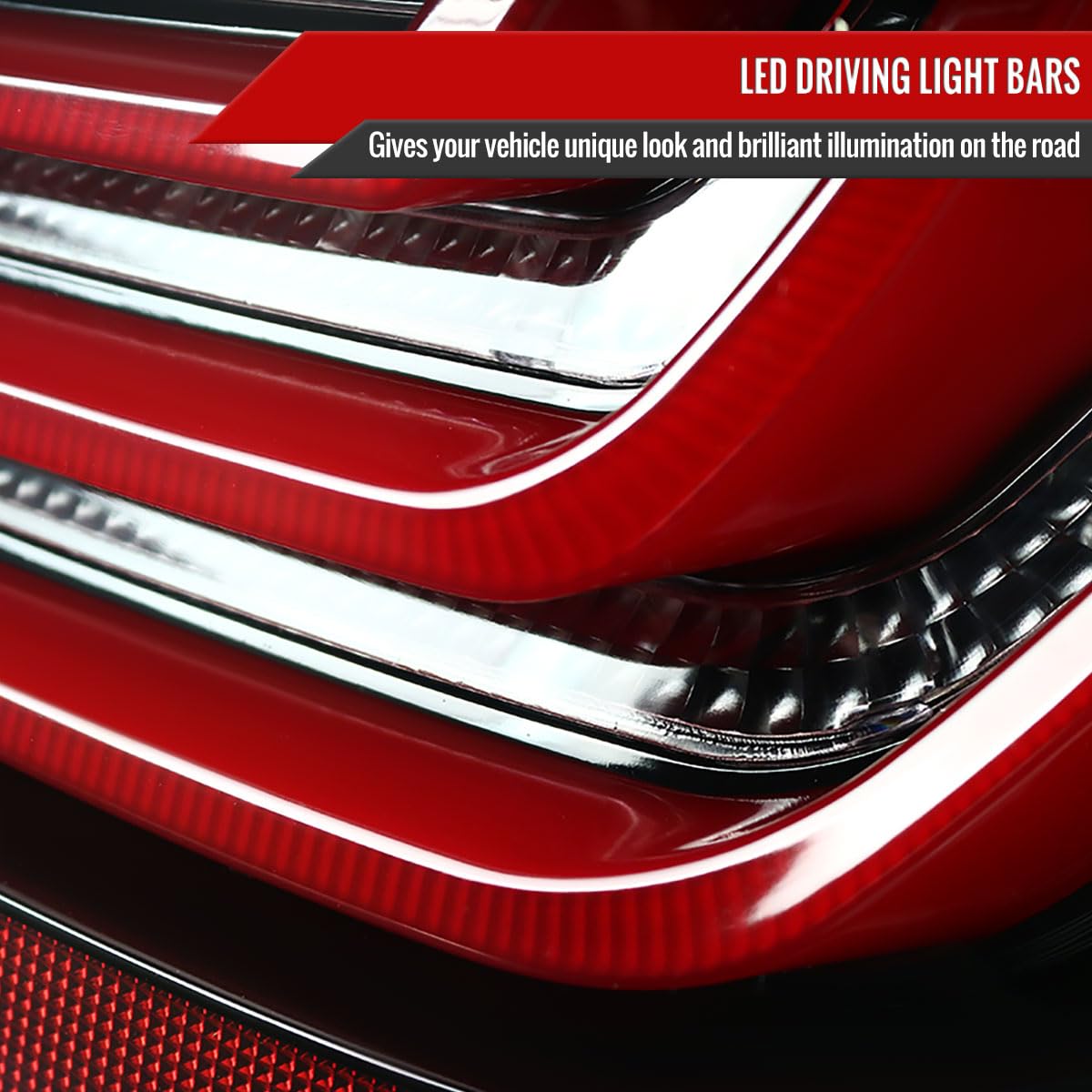 08-10 Pearl Black Neon LED Tail Brake Light Bar Pair - High Visibility & Durable for Night Driving & Car Customization