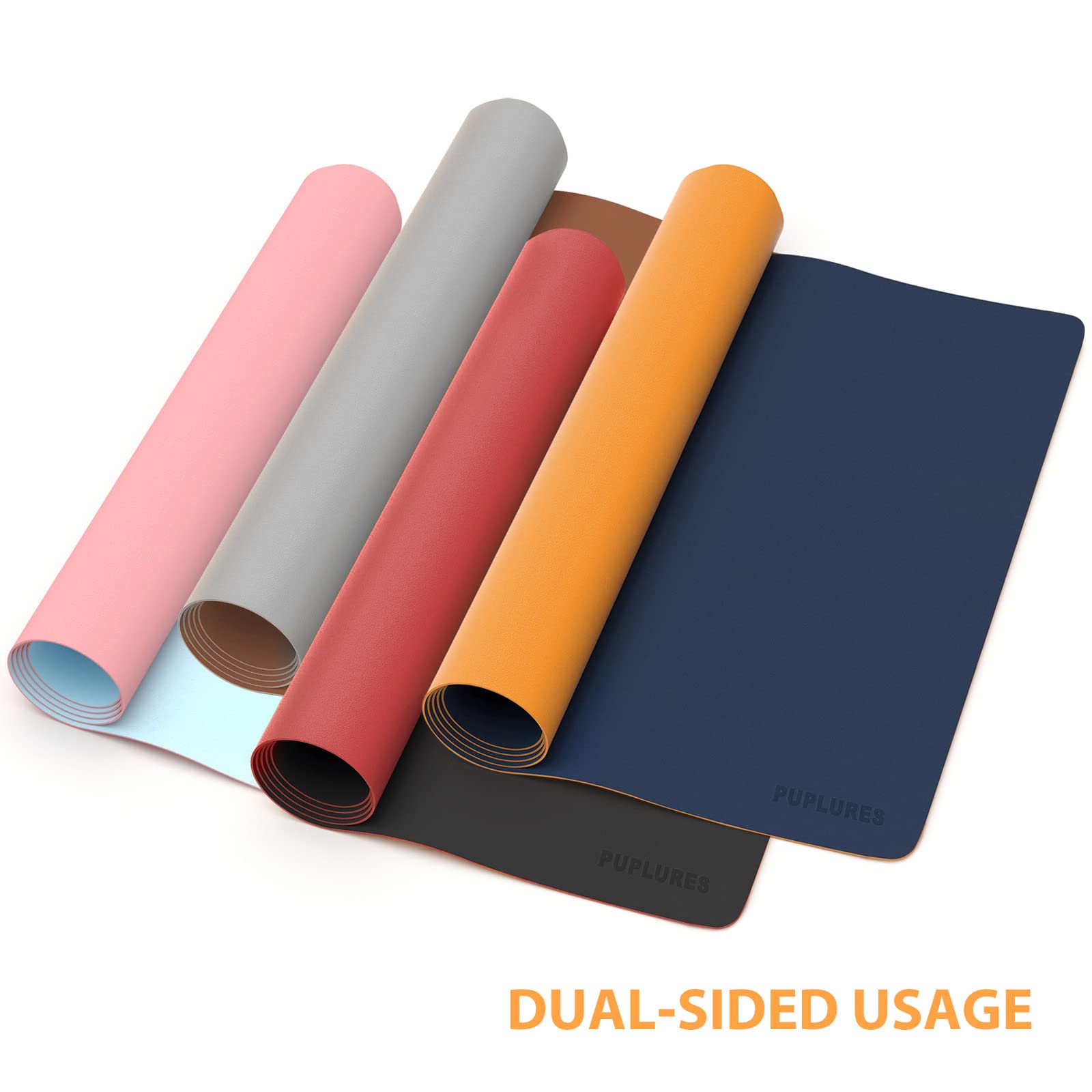 Premium Large Leather Desk Pad - Dual-Sided Office Desk Mat (24x12 Inch) - Extra Big Waterproof Mouse & Keyboard Pad - Light Pink/Light Blue - Perfect for Home Office, Gaming & Writing Workspace