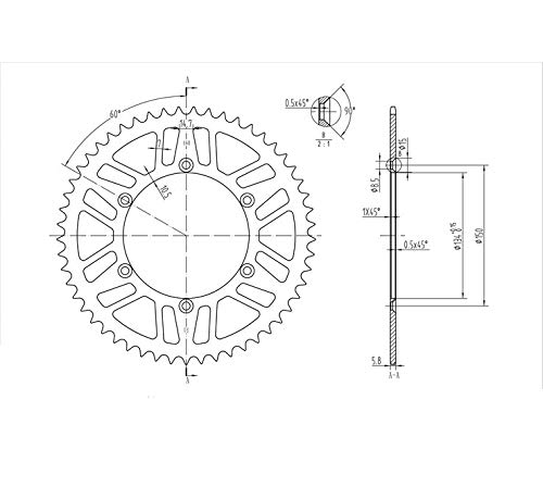 BikeMaster 53 Tooth Steel Rear Sprocket for Kawasaki KDX200 (1989-1994) - Durable Motorcycle Replacement Part for Off-Road & Trail Riding