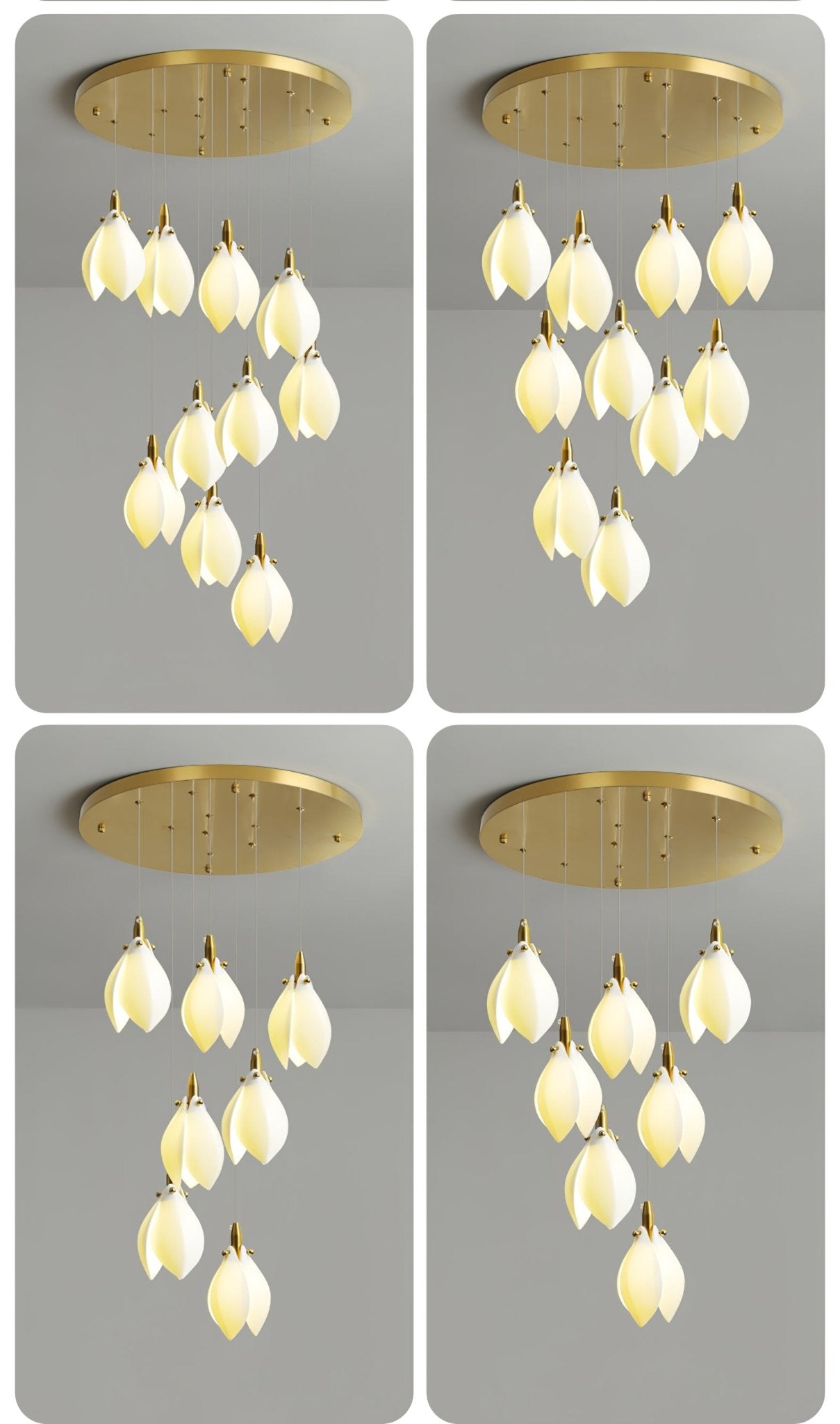 Astralis Bloom Stairs Chandelier - Modern Crystal Ceiling Light Fixture for Living Room, Dining Room, Bedroom & Staircase Decor