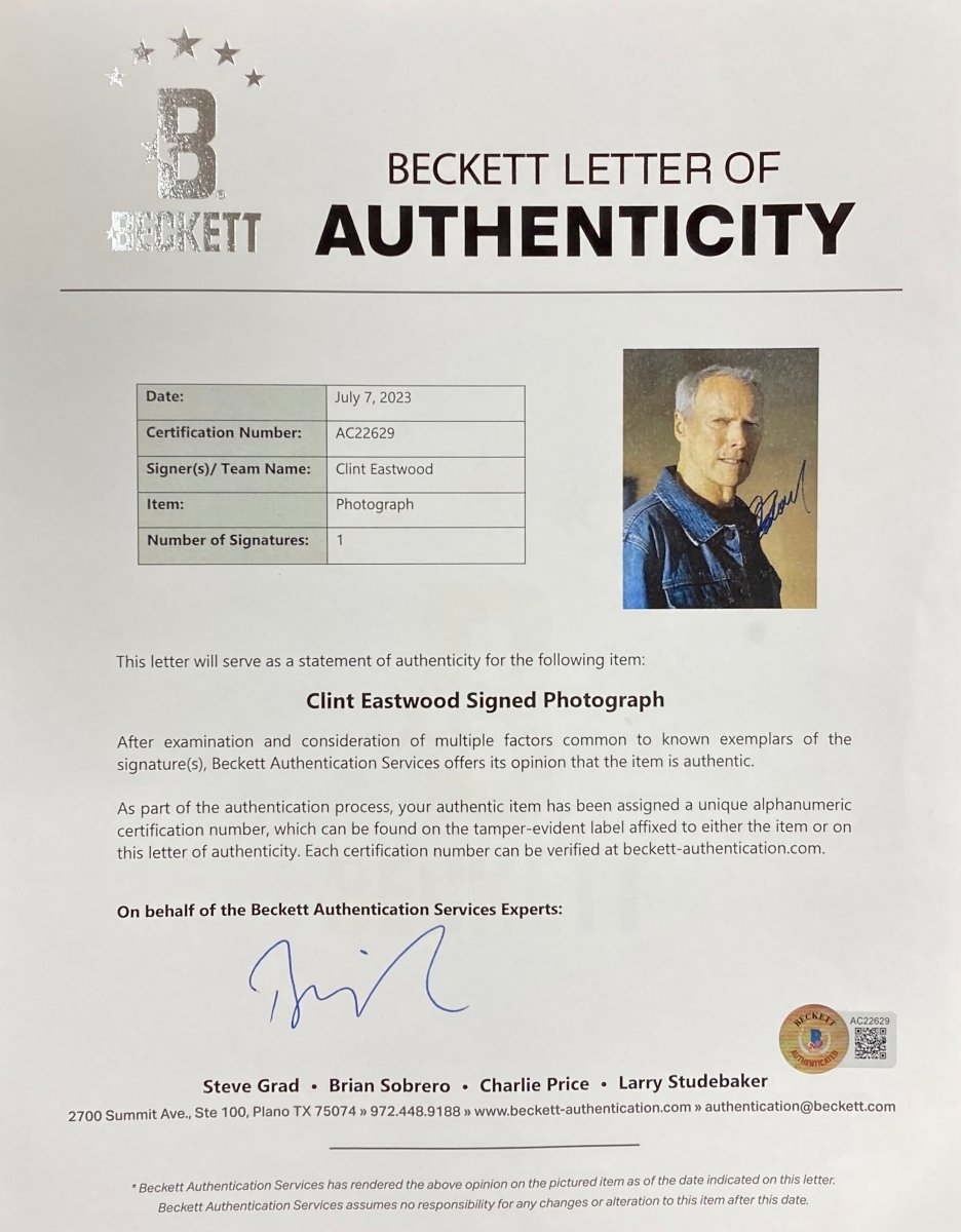 Clint Eastwood Autographed Signed Framed 11x14 Photo - Authentic Collectible Memorabilia for Movie Fans & Western Decor - Perfect for Home Theater, Man Cave, or Office Display