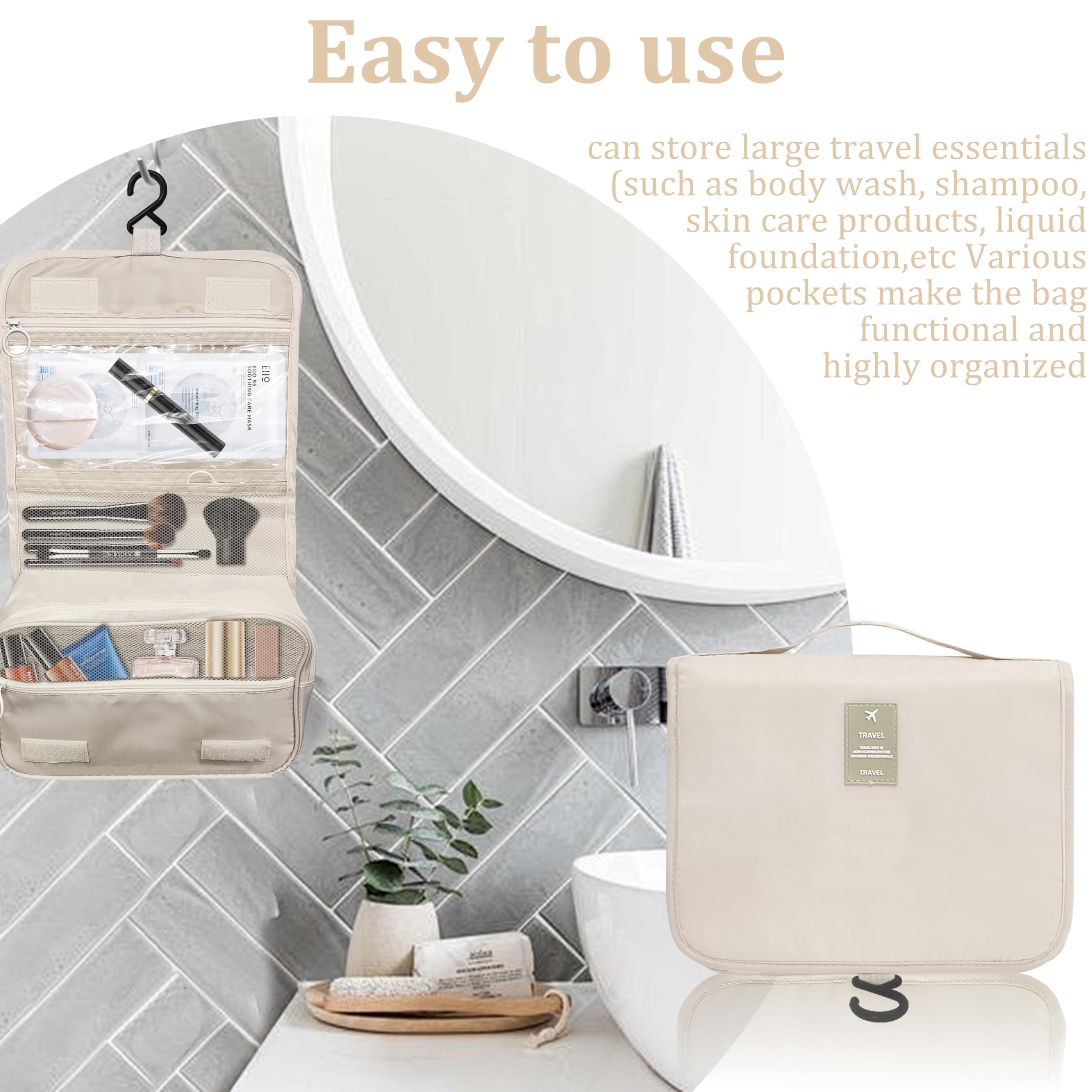 JACKBOY Large Waterproof Travel Makeup Bag for Women - Spacious Cosmetic & Toiletry Organizer with Multiple Pockets - Perfect for Vacation, Gym, and Business Trips