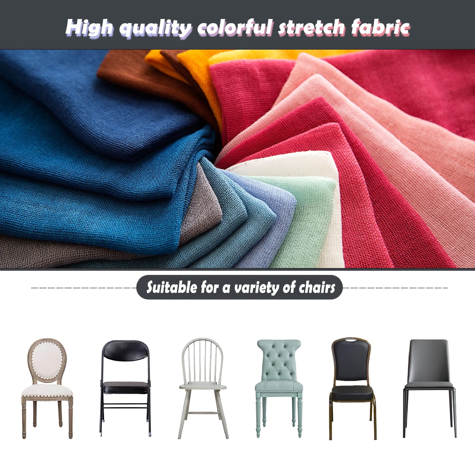 6PCS Silver Sequin Chair Sashes - One-Sided Sparkling Chair Covers for Wedding, Reception & Party Decor | Stretchable Chair Bands for Banquet, Hotel & Event Decoration