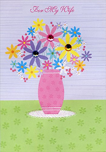 Elegant Pink Floral Vase with Crystal Gems - Perfect Mother's Day Gift & Home Decor for Living Room, Bedroom, or Office