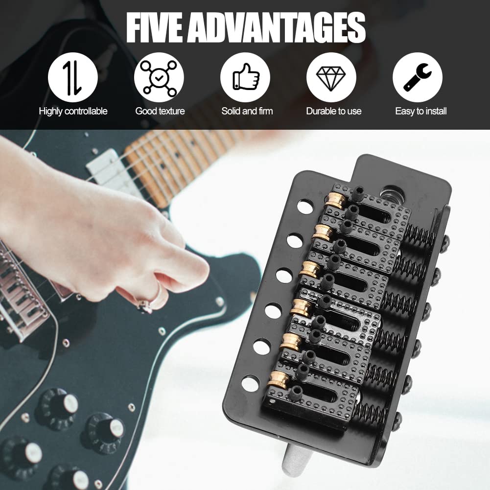 Premium Black Guitar Tremolo Bridge System - Roller Single Locking Vibrato Tailpiece for ST/Stratocaster Replacement | Perfect for Smooth Pitch Shifts & Stable Tuning in Rock, Blues & Metal Performances