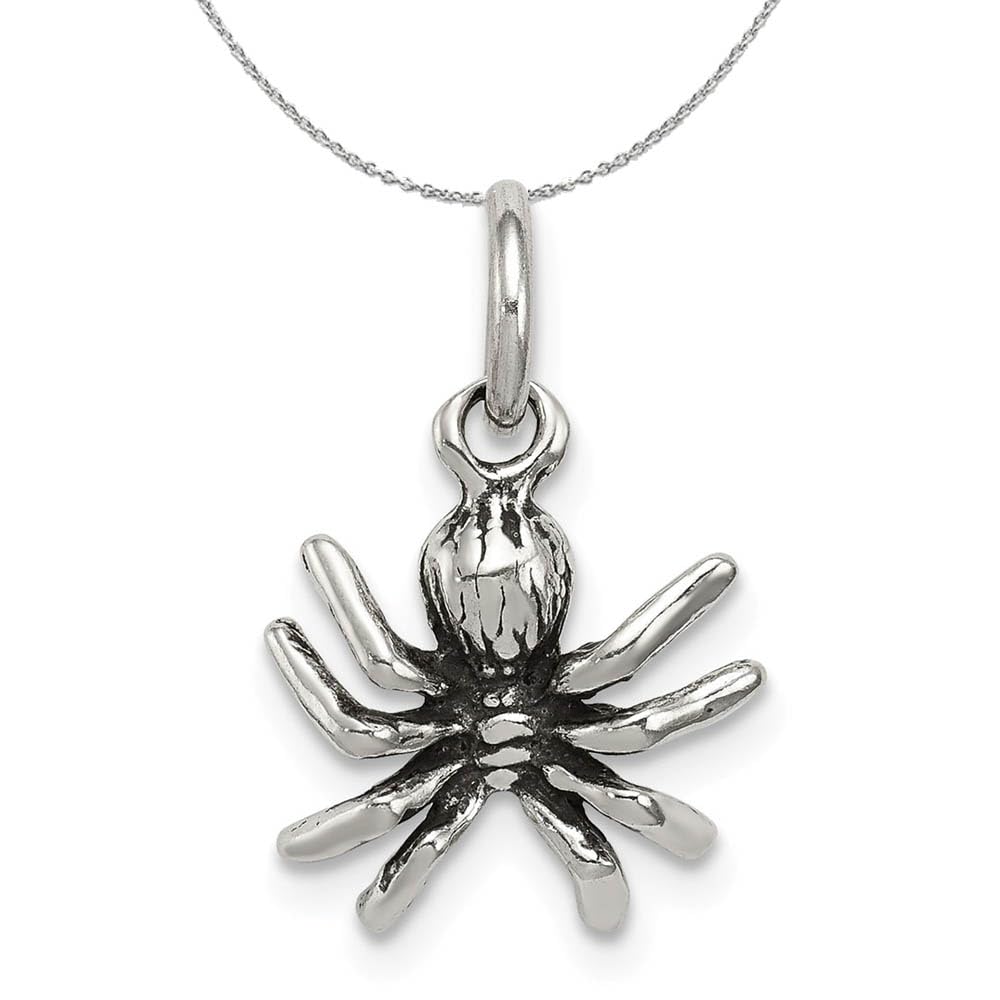 3D Sterling Silver Spider Necklace - Gothic Jewelry for Halloween & Parties