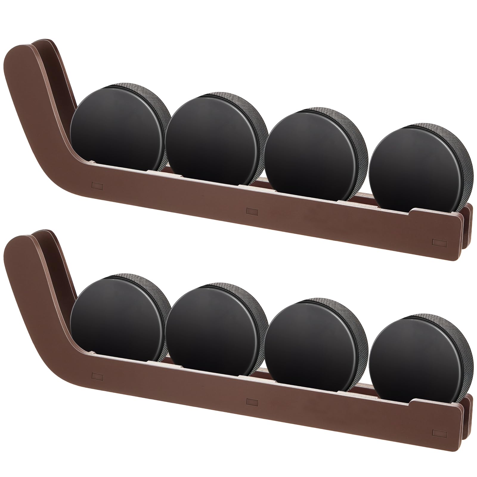2 Pcs Wooden Hockey Puck Display Shelf - Wall Mount Hockey Puck Holder for Players & Team Gifts - Living Room, Man Cave & Sports Bar Decor - Perfect for Hockey Fan Collectibles & Memorabilia Storage