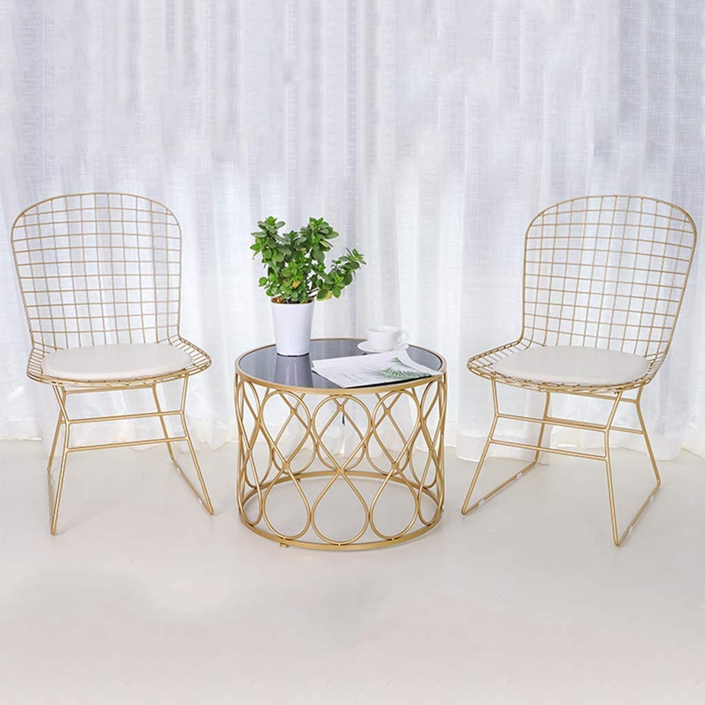 Modern Round Black Tempered Glass Coffee Table with Gold Iron Frame - Stylish Side Table for Living Room, Office & Dining Area | Perfect for Small Spaces, Home Decor & Entertaining Guests