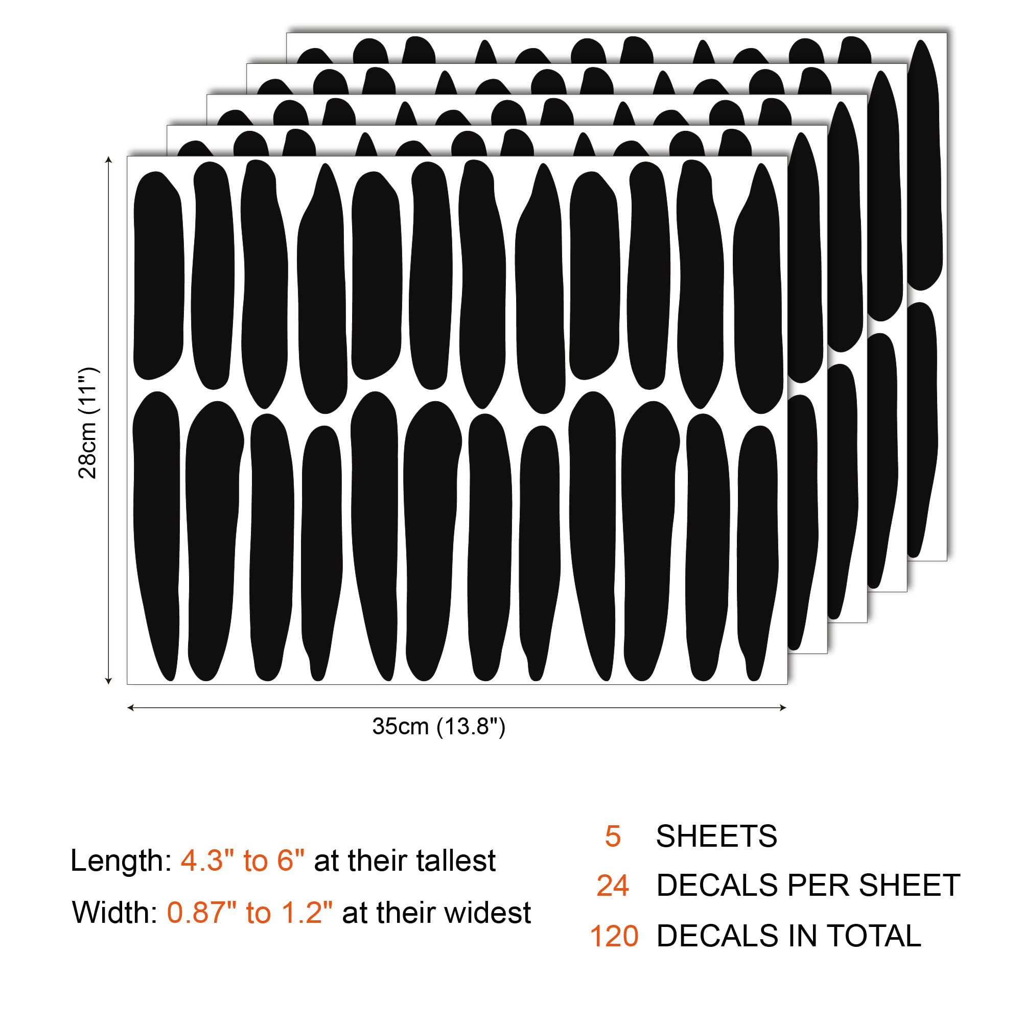 Black Thick Irregular Line Vinyl Abstract Wall Decals - Peel and Stick Modern Boho Stickers (Set of 120) for Nursery, Bedroom, Living Room & Farmhouse Decor | Perfect for Kids Rooms, Home Offices & Accent Walls
