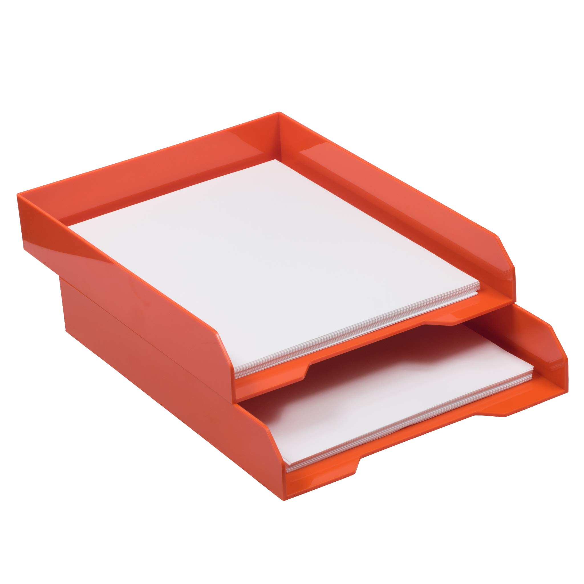 JAM PAPER Stackable Paper Trays - Orange - Desktop Document Organizer for Letters & Files - Office Supplies for Desk Organization - Perfect for Home, Office, or School Use