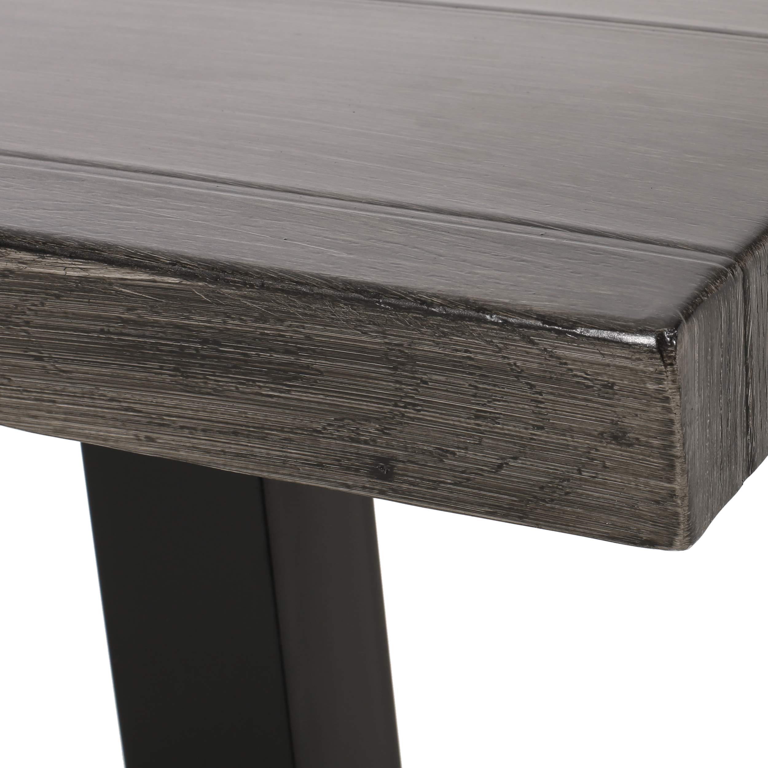 Christopher Knight Home Marcus Outdoor Modern Industrial Aluminum Dining Table - Gray & Matte Black - Perfect for Patio, Garden, and Backyard Dining