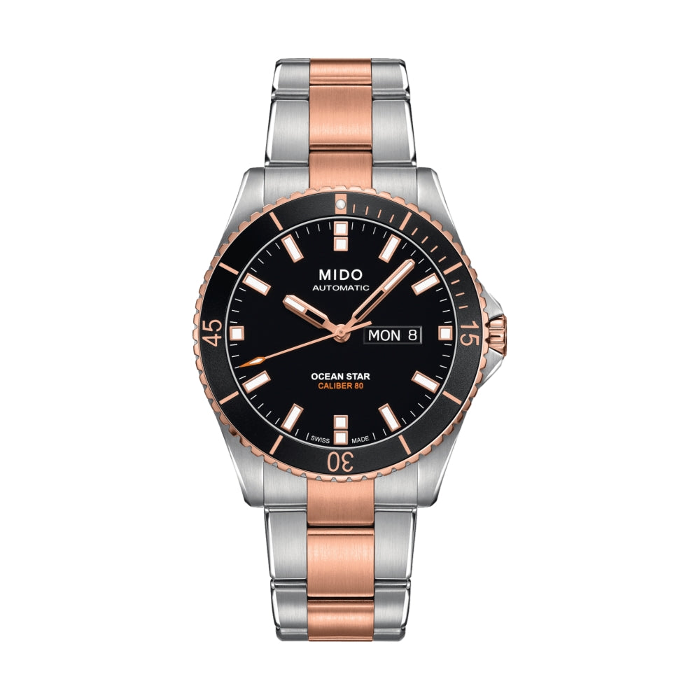 Ocean Star Captain Black Two Tone Watch - Luxury Men's Diver Chronograph for Professional & Casual Wear - Perfect for Diving, Swimming, and Everyday Style