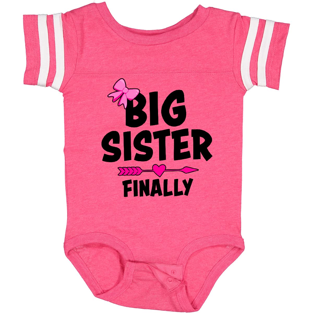 Inktastic Big Sister Finally with Bow and Arrow Baby Bodysuit - Cute Sibling Matching Outfit for Newborns & Toddlers - Perfect for Family Photos, Birth Announcements, and Special Occasions