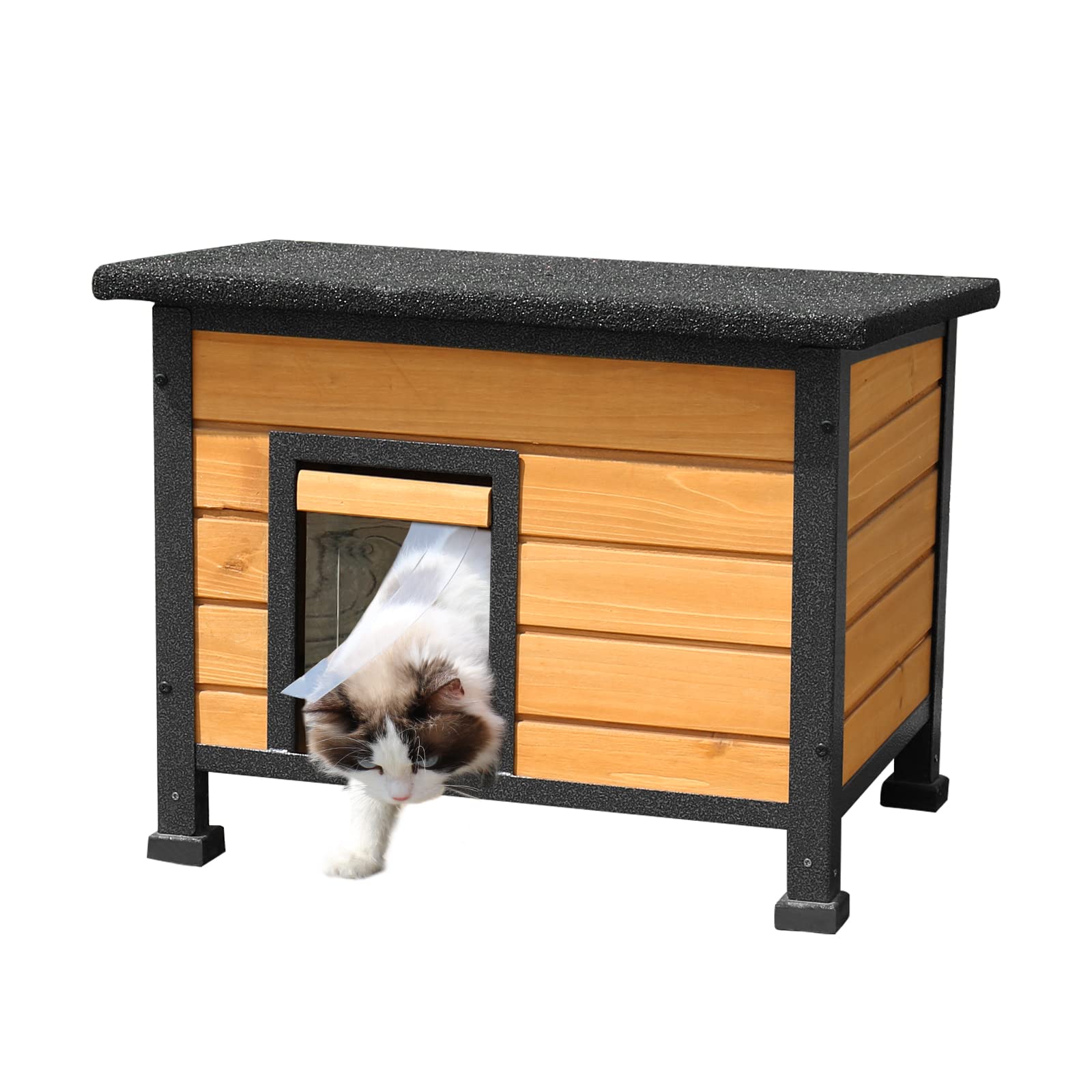 Weatherproof Outdoor Cat House - Insulated Wooden Pet Shelter for Feral Cats & Medium Dogs | Indoor/Outdoor Use for Backyard, Garden & Patio