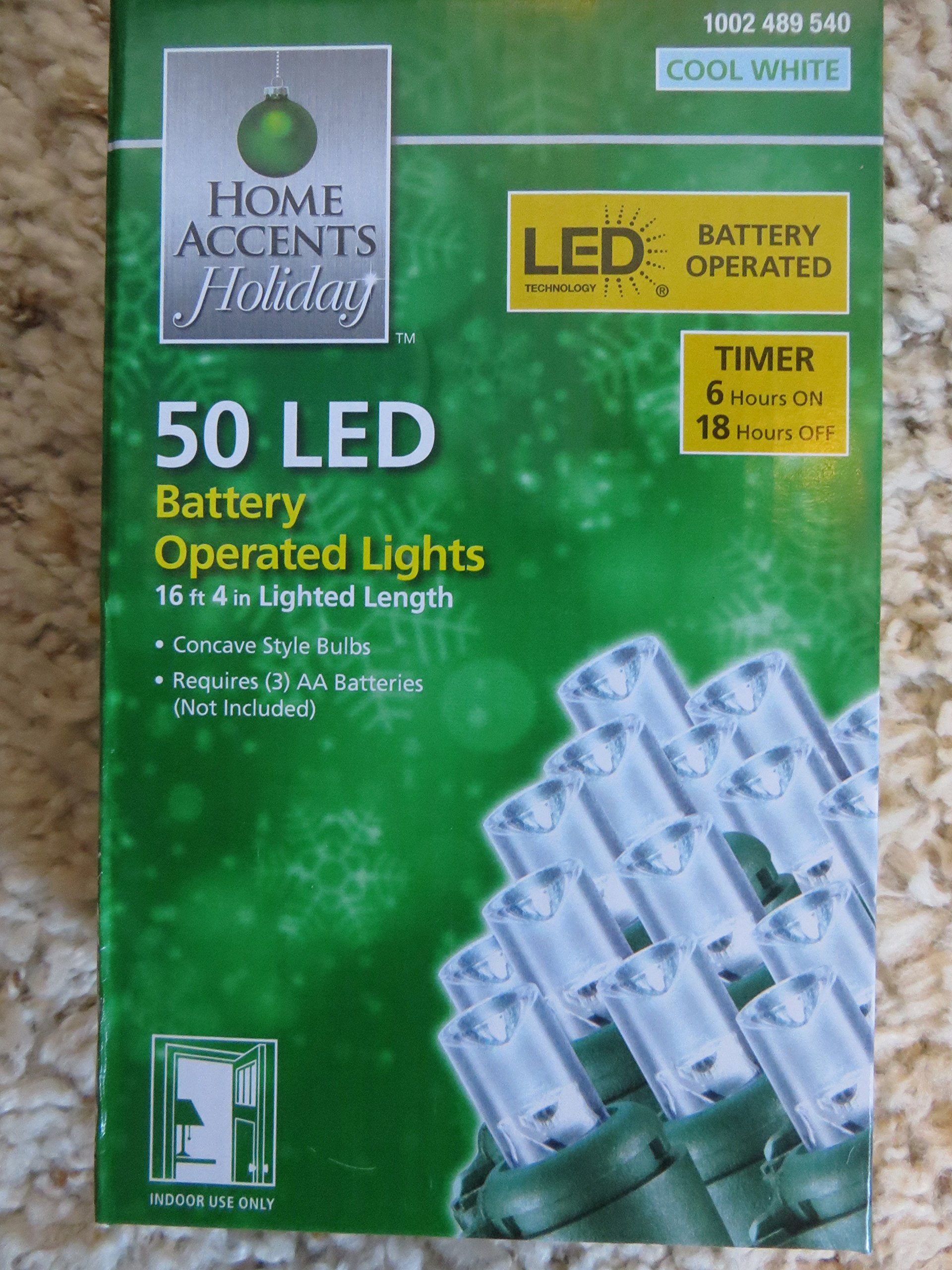 50 LED Battery Operated String Lights - Cool White with Timer | Indoor/Outdoor Holiday Decor for Christmas, Parties, Weddings & Home Accents