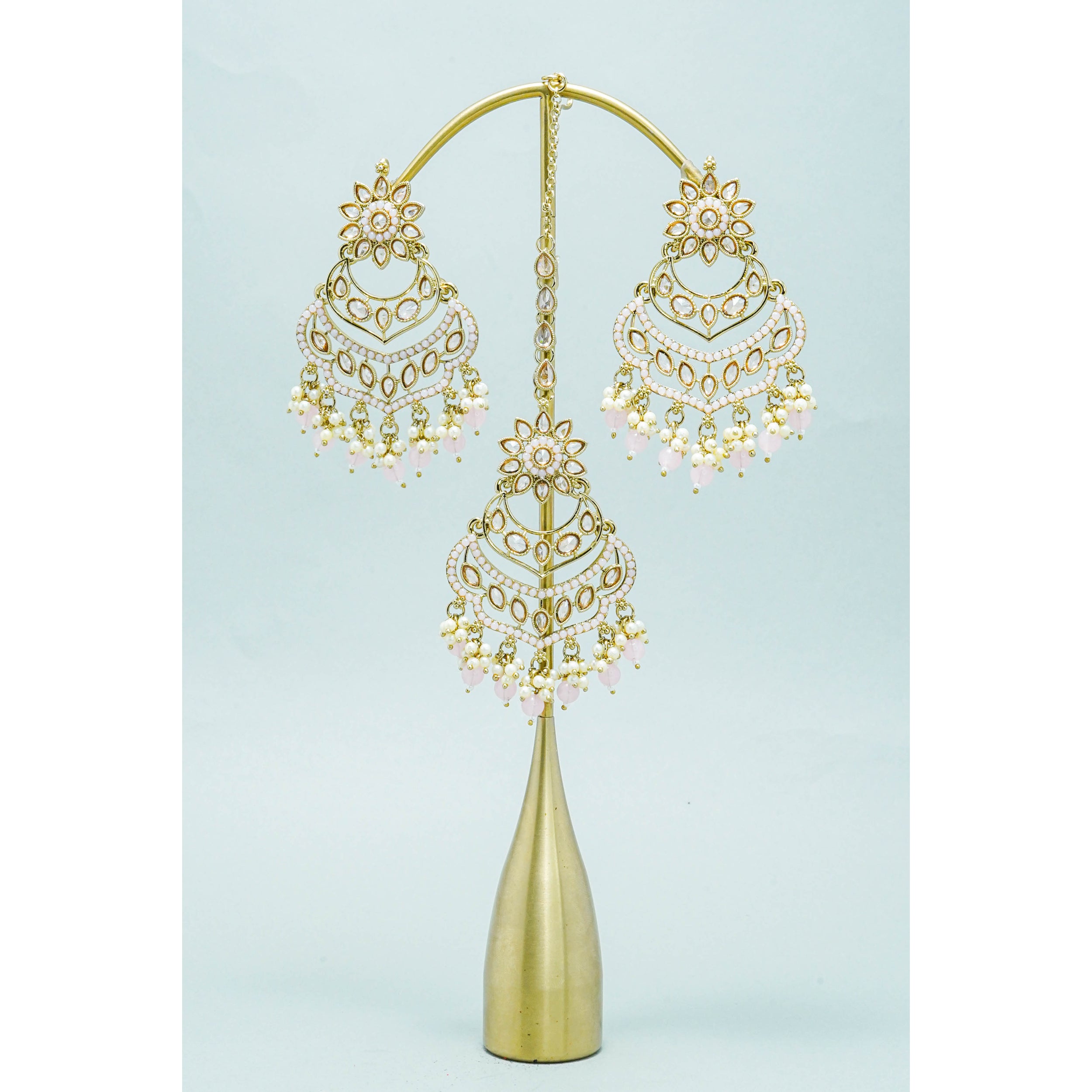 Tara Polki Earrings with Tikka - Traditional Indian Jewelry for Weddings, Parties & Festivals | Handmade Ethnic Accessories for Women