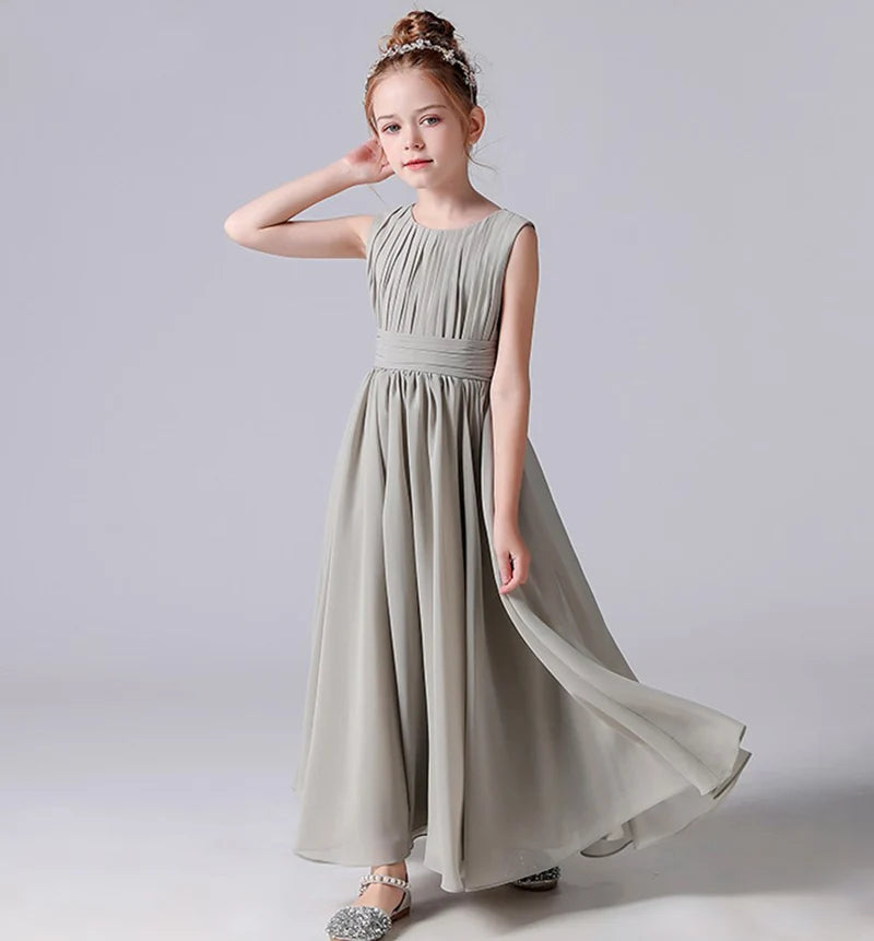 Elegant Pleated Flower Girl Dress with Sash - Kids Wedding Gown, Party Dress, Pageant Outfit for Special Occasions & Formal Events