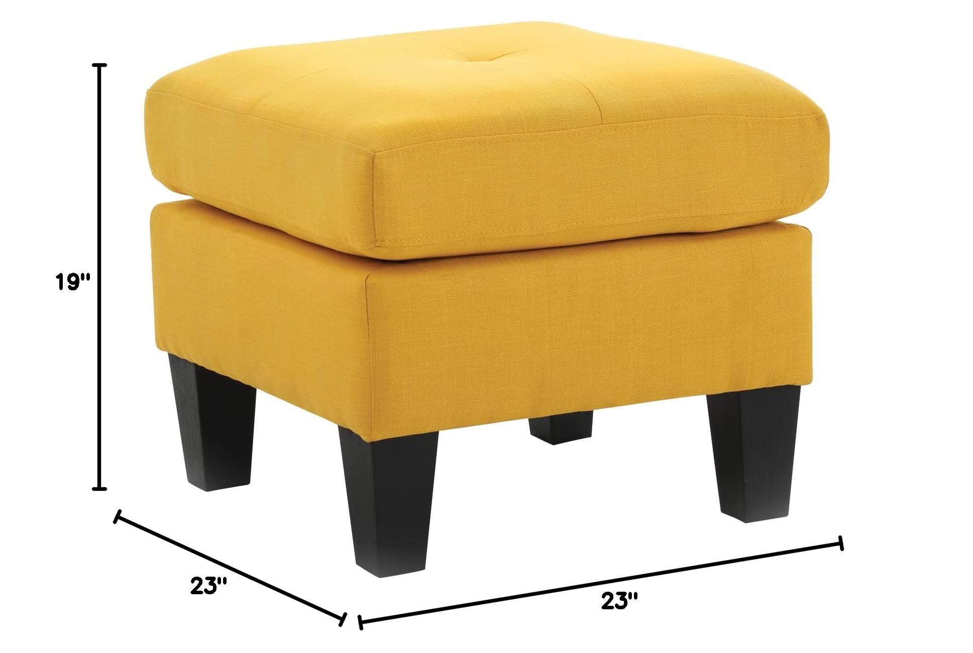 Glory Furniture Newbury G470-O Yellow Ottoman - Stylish Footrest & Storage Ottoman for Living Room, Bedroom, or Office - Perfect for Relaxing & Extra Seating