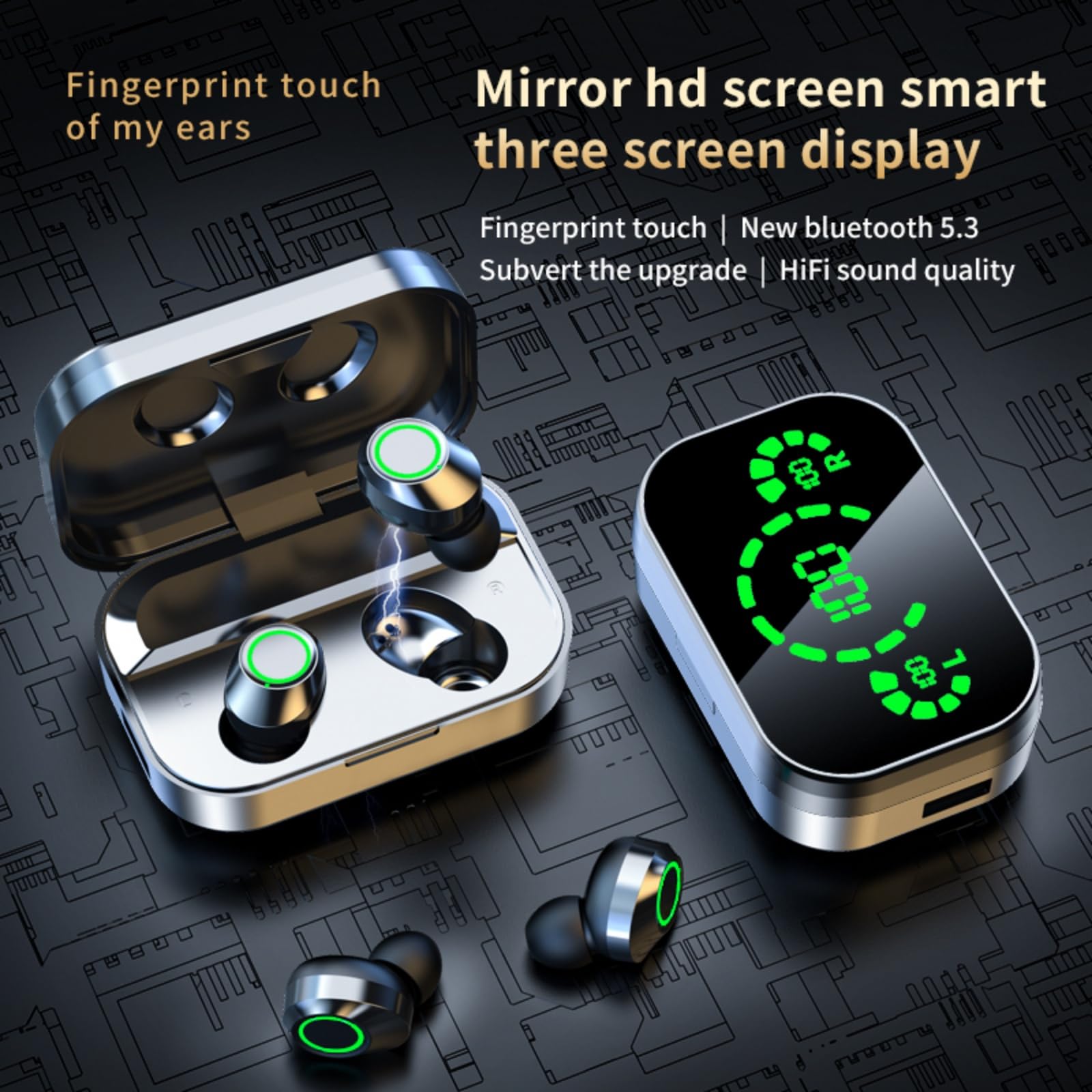Wireless Bluetooth Earbuds with Active Noise Cancelling, Sweatproof Sport Earphones, 48H Battery Life & LED Display - Perfect for Running, Gym, Workout, Travel & Office Use