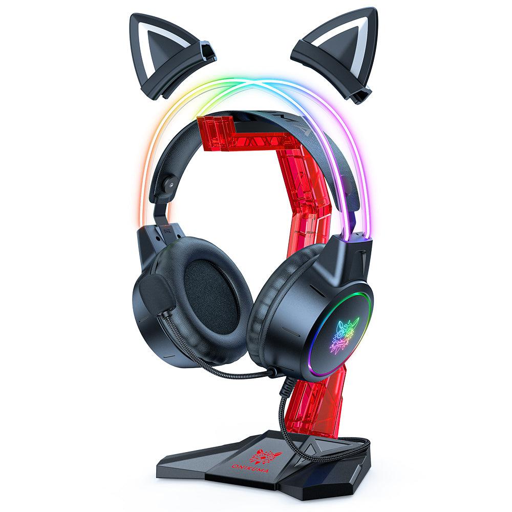 ONIKUMA ST 3 Acrylic Gaming Headset Stand with Hook - Perfect for Desk Organization & Headphone Storage for Gamers