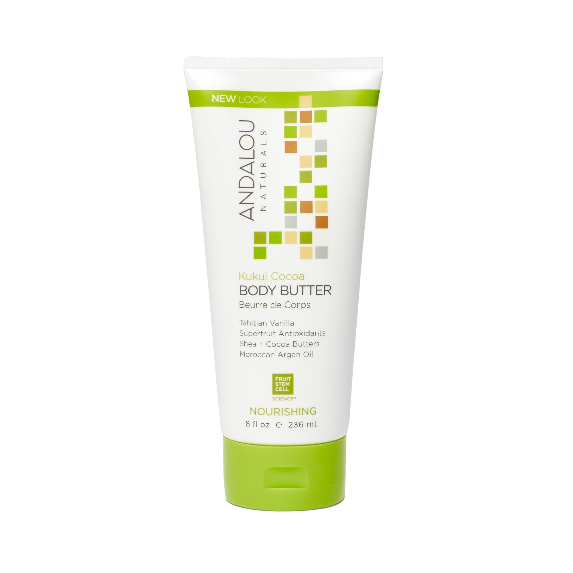 Andalou Naturals Kukui Cocoa Nourishing Body Butter - 8 Oz Shea Butter, Cocoa Butter & Argan Oil for Dry Skin - Vegan & Cruelty-Free Moisturizer - Perfect for Daily Hydration & Nighttime Skin Repair