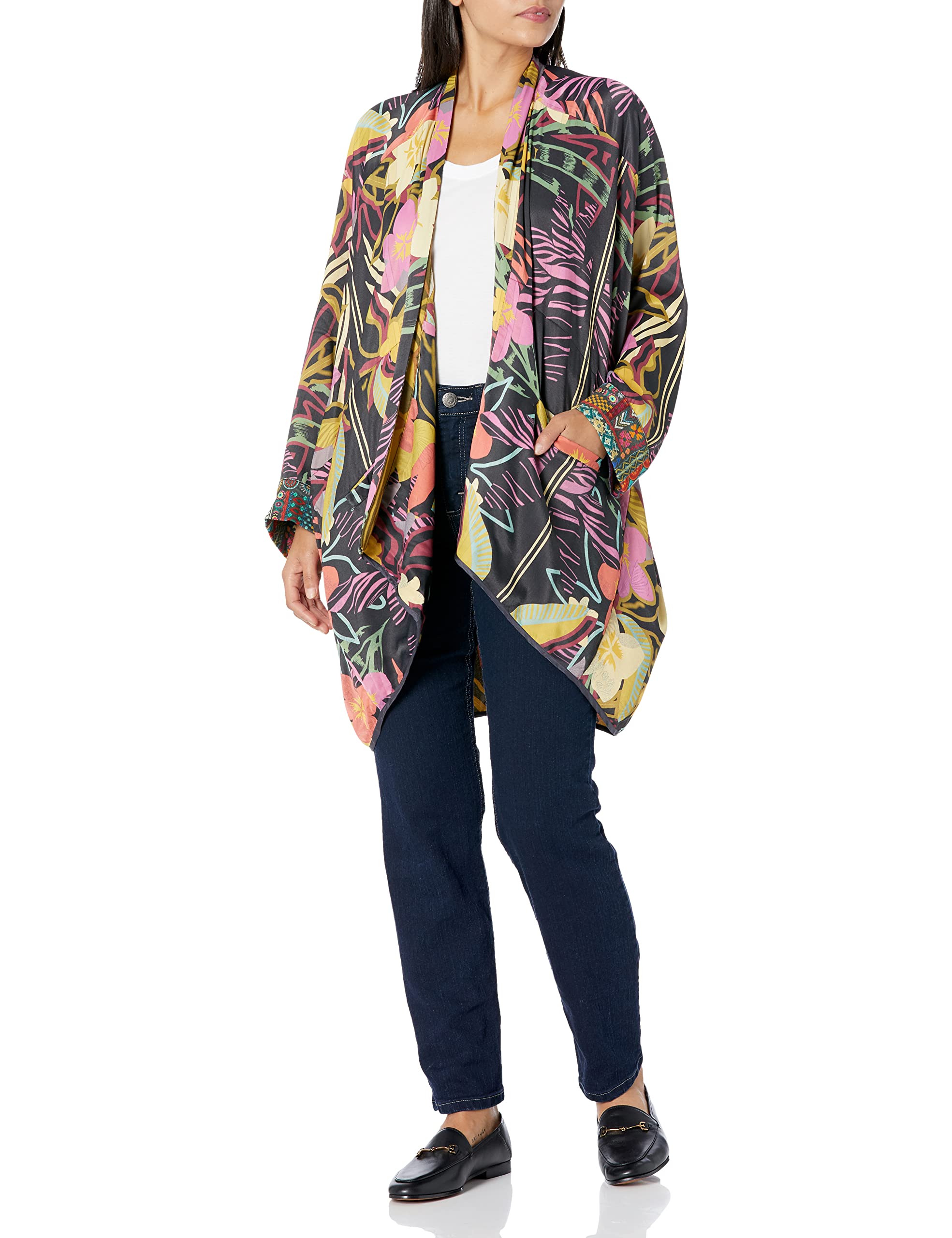 Johnny Was Women's Kimono Robe - Floral Printed Lightweight Cover Up for Summer, Beach, Lounge & Spa | Boho Chic Loungewear & Resort Wear