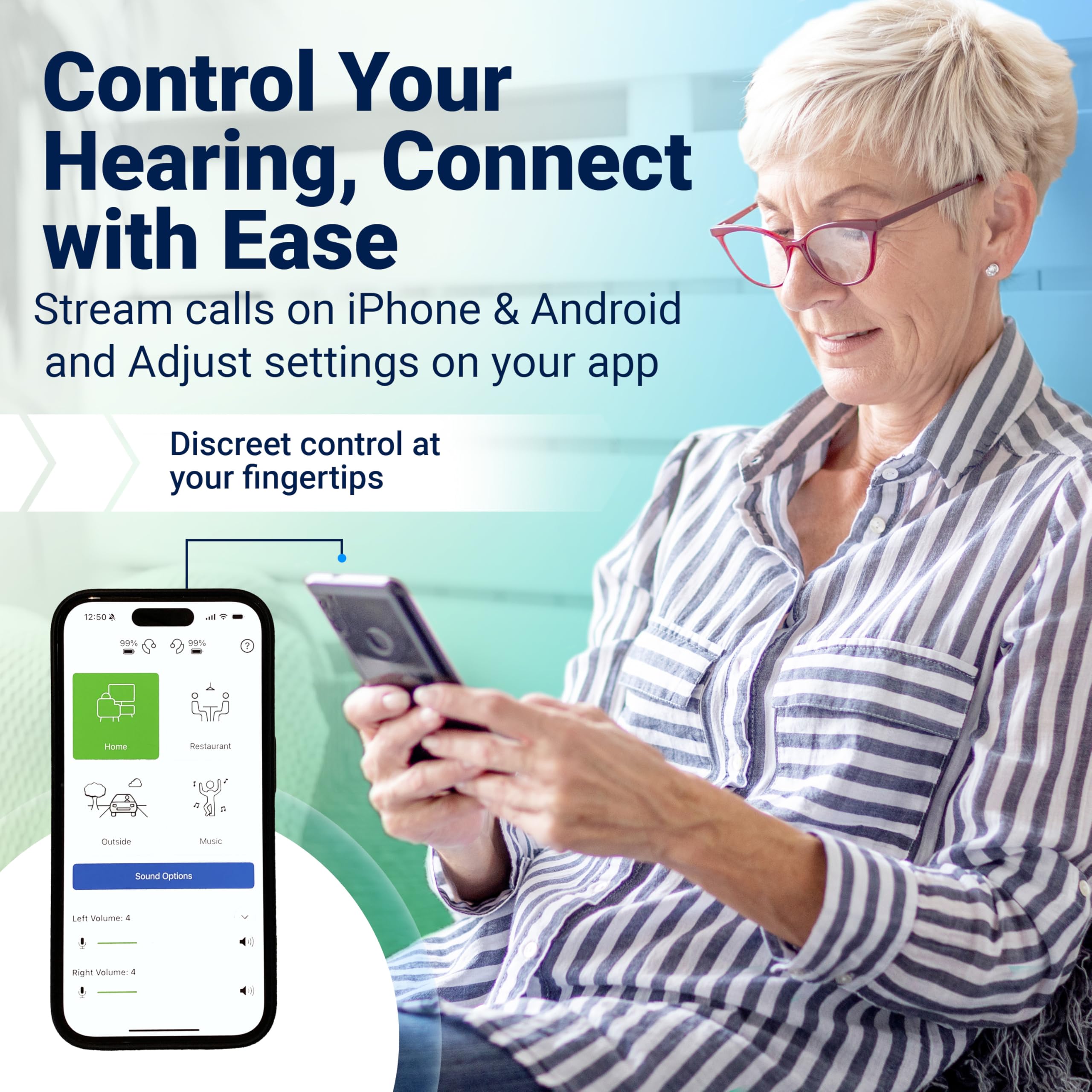Mach I Pro Wireless OTC Bluetooth Hearing Aids for Adults & Seniors - Rechargeable, Noise Cancelling, Nearly Invisible - Compatible with iOS/Android for Streaming Calls - FSA/HSA Eligible - Perfect for TV Watching, Phone Conversations & Outdoor Activities (Beige)