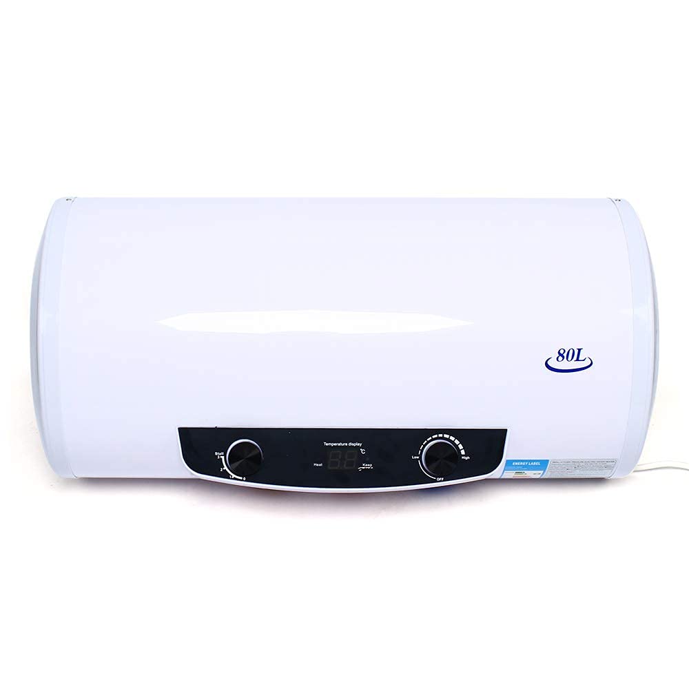 **80L Electric Water Heater - Full Automatic Digital Display Horizontal Hanging Hot Water Tank with Multiple Safety Protections (30-75°C) for Home, Bathroom & Shower - Perfect for Small Families & Apartments**