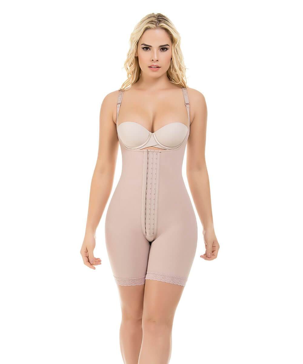 Post Surgery Postpartum Tummy Tuck 3-Hook Shaper - Women's Compression Leotard in Beige - Ideal for Recovery After C-Section, Abdominal Surgery & Postpartum Support