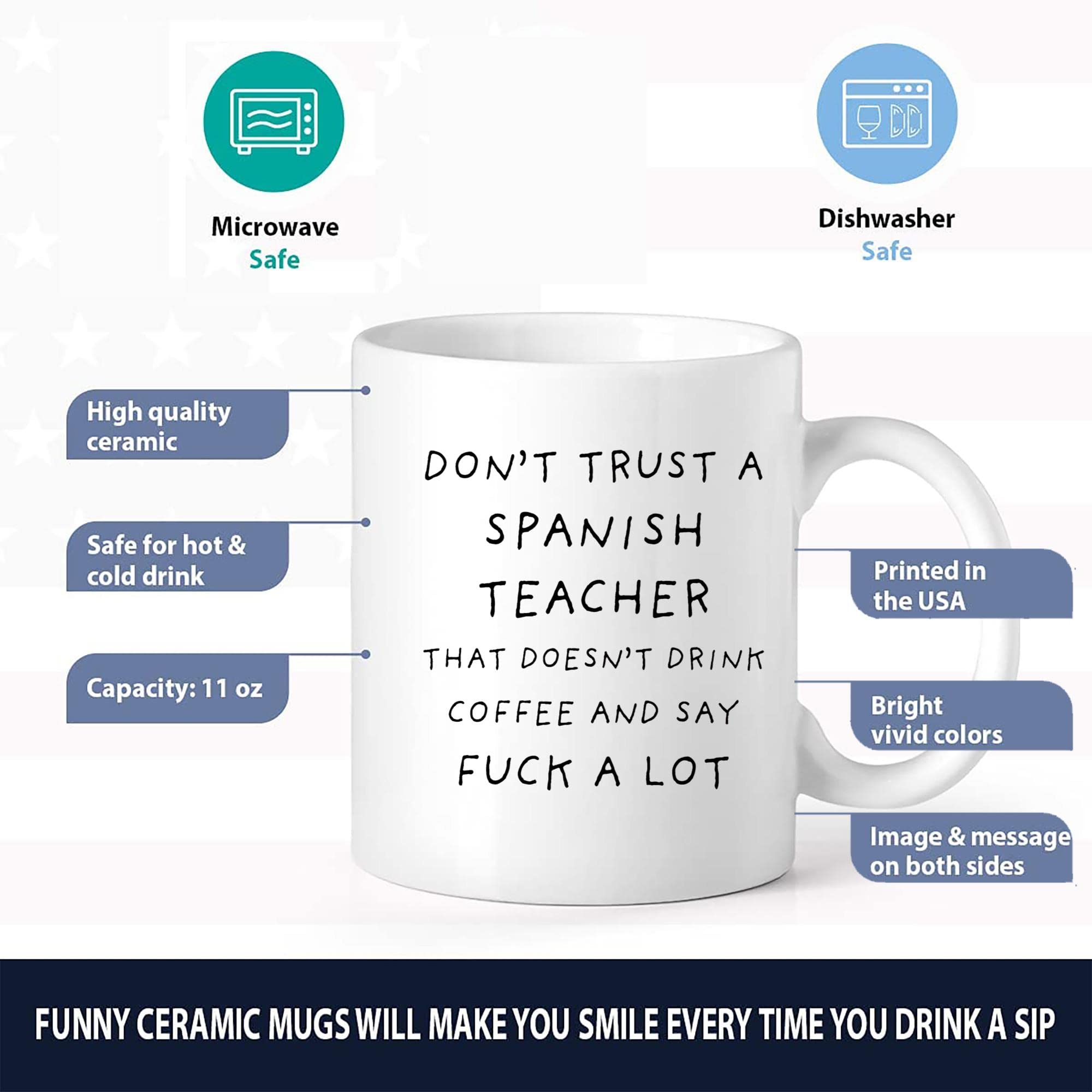 Funny Spanish Teacher Coffee Mug - 11Oz White Ceramic Cup with Sarcastic Quote, Perfect Gift for Spanish Teachers & Coworkers - Great for Classroom, Office or Home Use