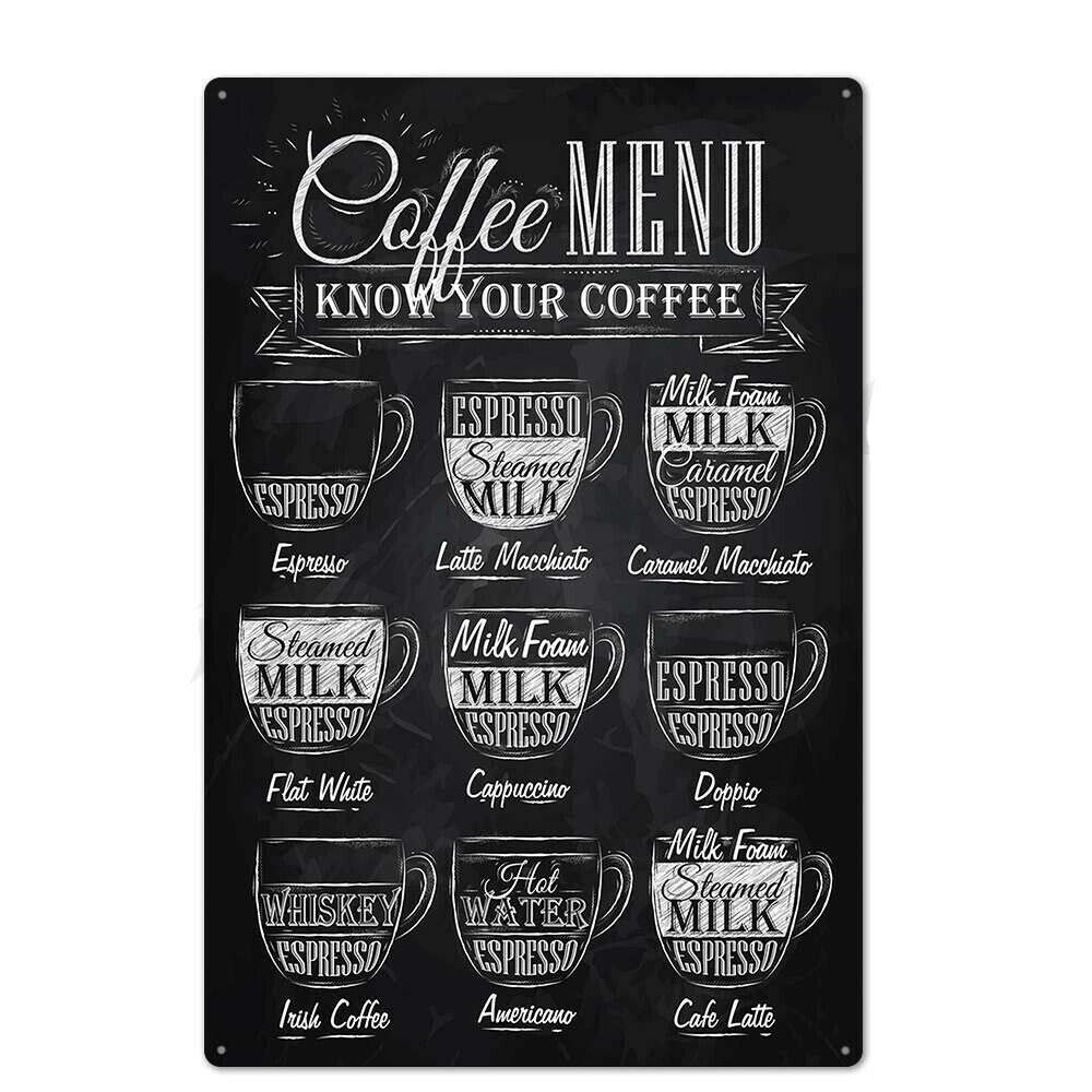 Vintage Coffee Tin Sign - Retro Metal Wall Decor for Home Bar, Pub & Cafe - 8x12 Inch - Perfect for Coffee Shop, Kitchen & Man Cave Decor
