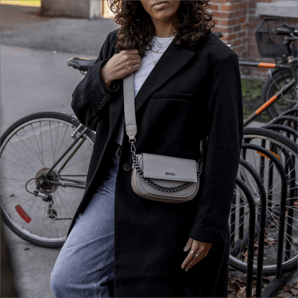 Billie Vegan Leather Crossbody Bag for Women | Stone Grey | Stylish & Lightweight Purse for Everyday Use, Travel & Shopping
