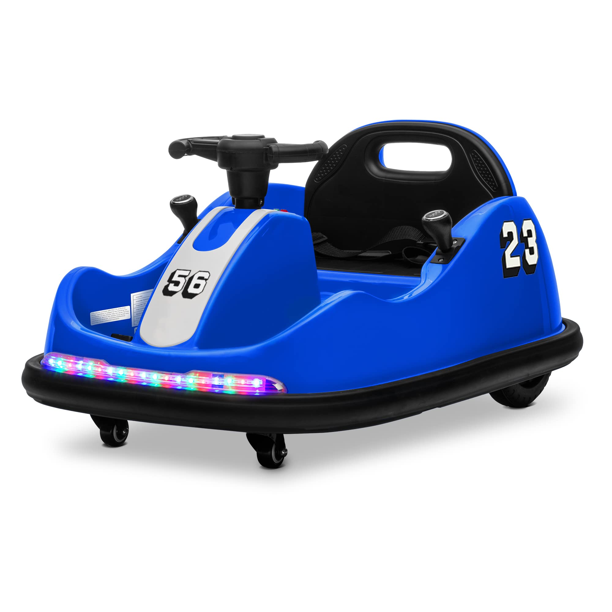 **Kidzone 12V Ride On Bumper Car for Kids 1.5-6 Years - 2 Driving Modes (Steering Wheel & Joystick), 360° Spin, LED Lights, Remote Control - DIY Sticker Toy Gift for Toddlers - Perfect for Indoor Playrooms, Birthday Parties & Backyard Fun**