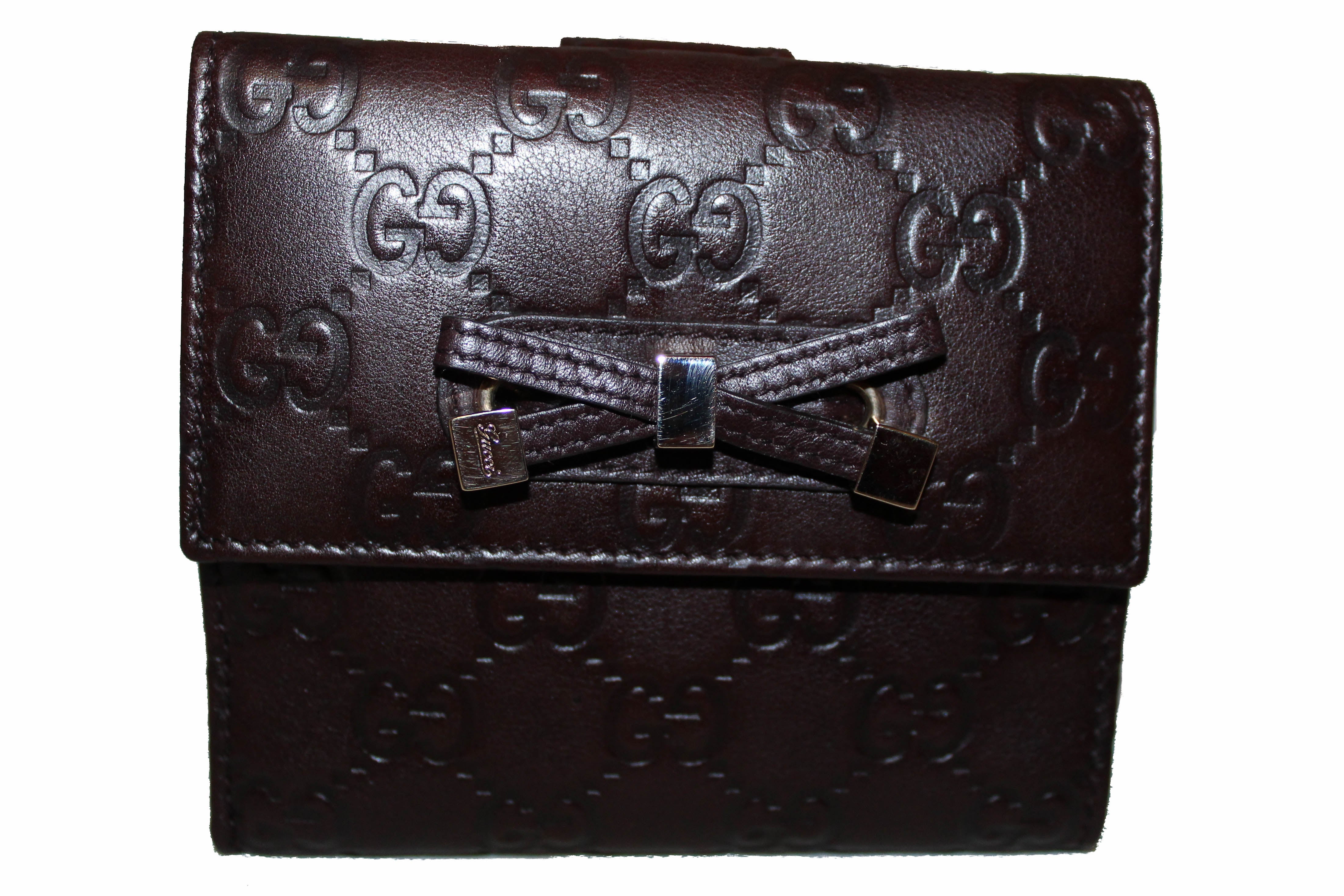 Authentic Gucci Dark Brown Guccissima Leather Small Wallet for Women | Luxury Compact Card Holder | Perfect for Everyday Use, Travel & Gifting
