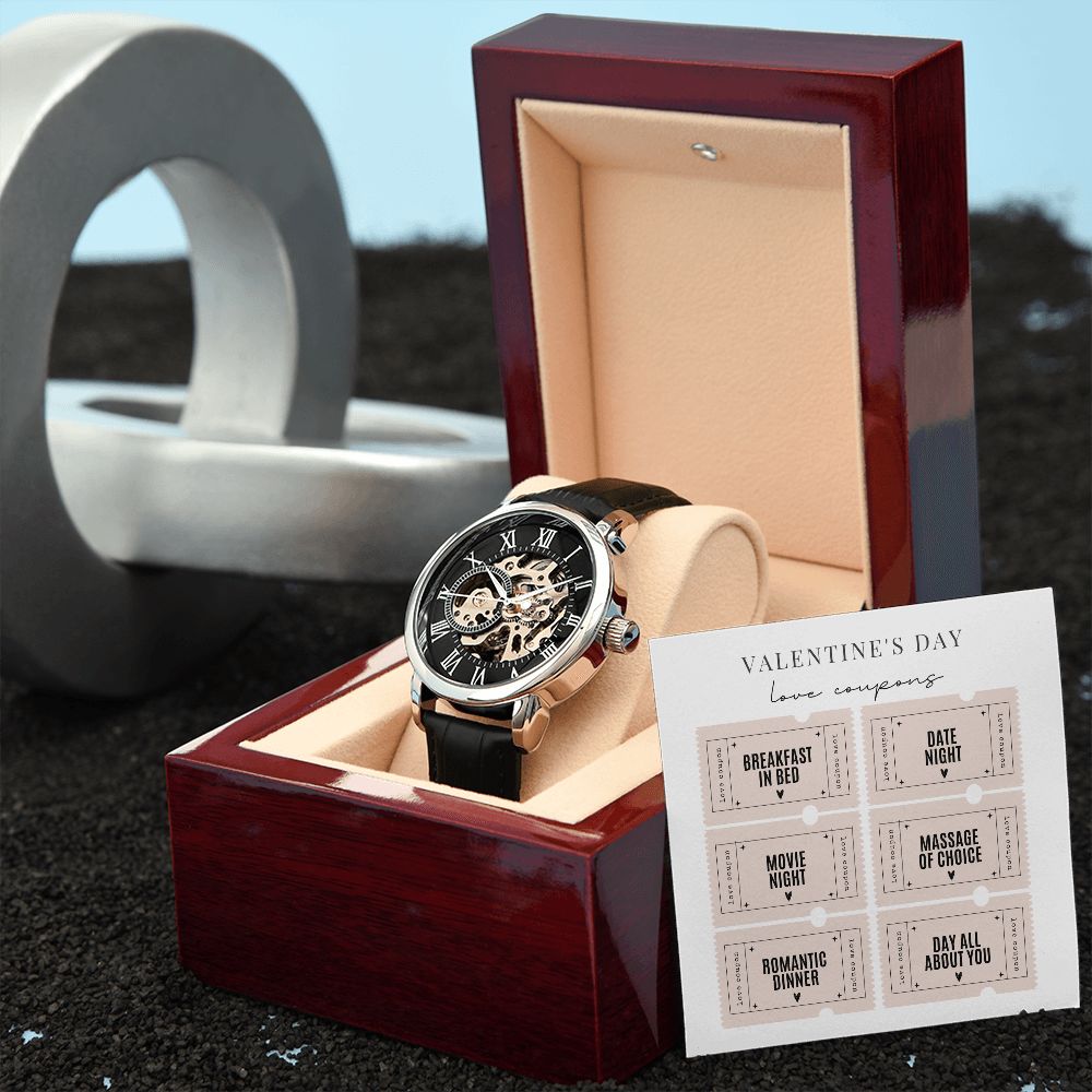 Valentine's Day Gifts for Husband - Elegant Openwork Men's Watch | Perfect Anniversary, Birthday & Romantic Occasion Present